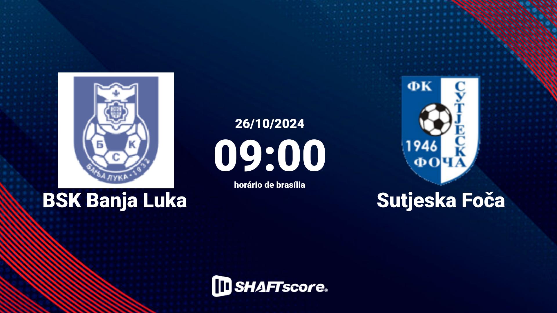 Estatísticas do jogo BSK Banja Luka vs Sutjeska Foča 26.10 09:00