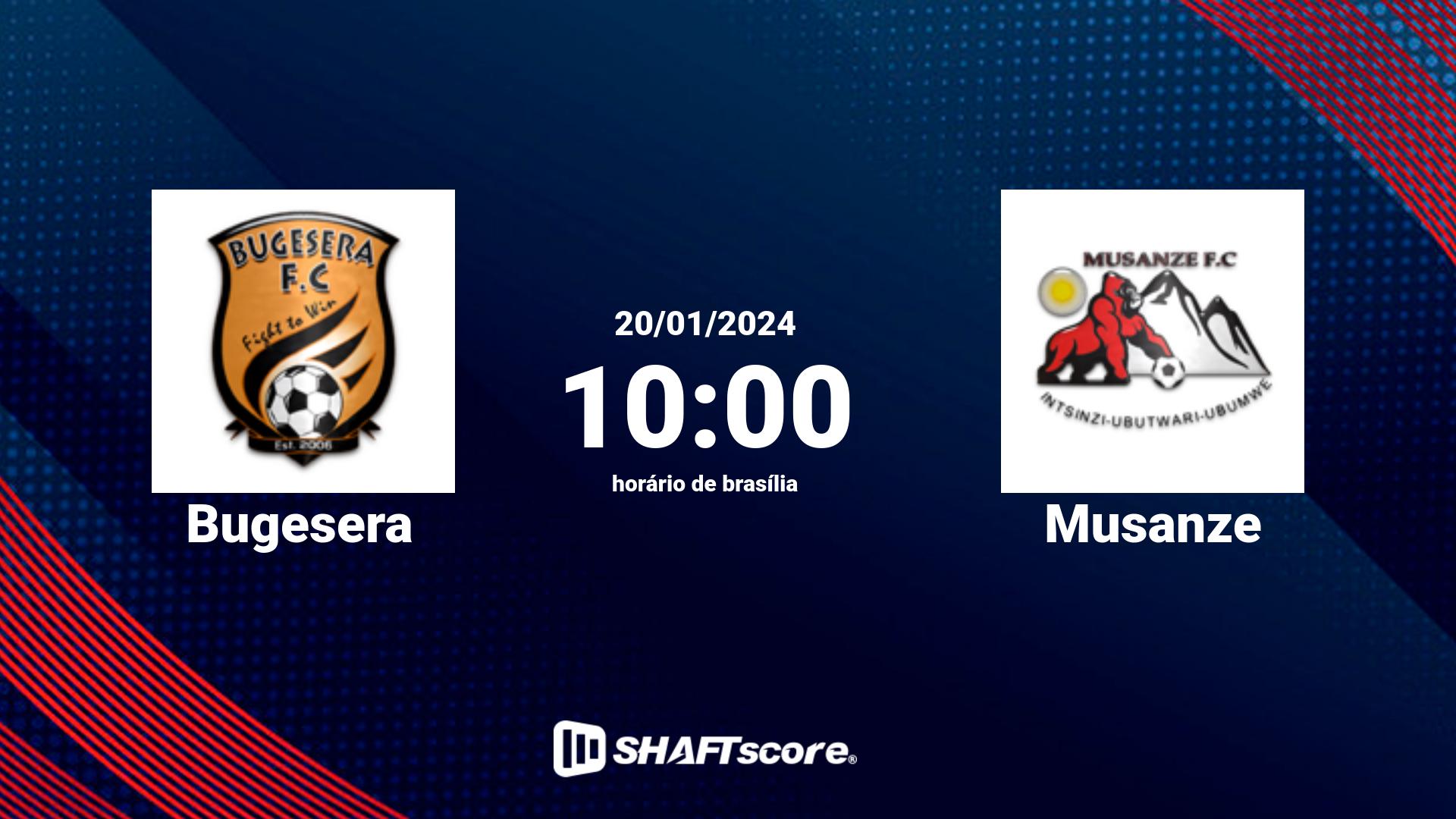 Estatísticas do jogo Bugesera vs Musanze 20.01 10:00