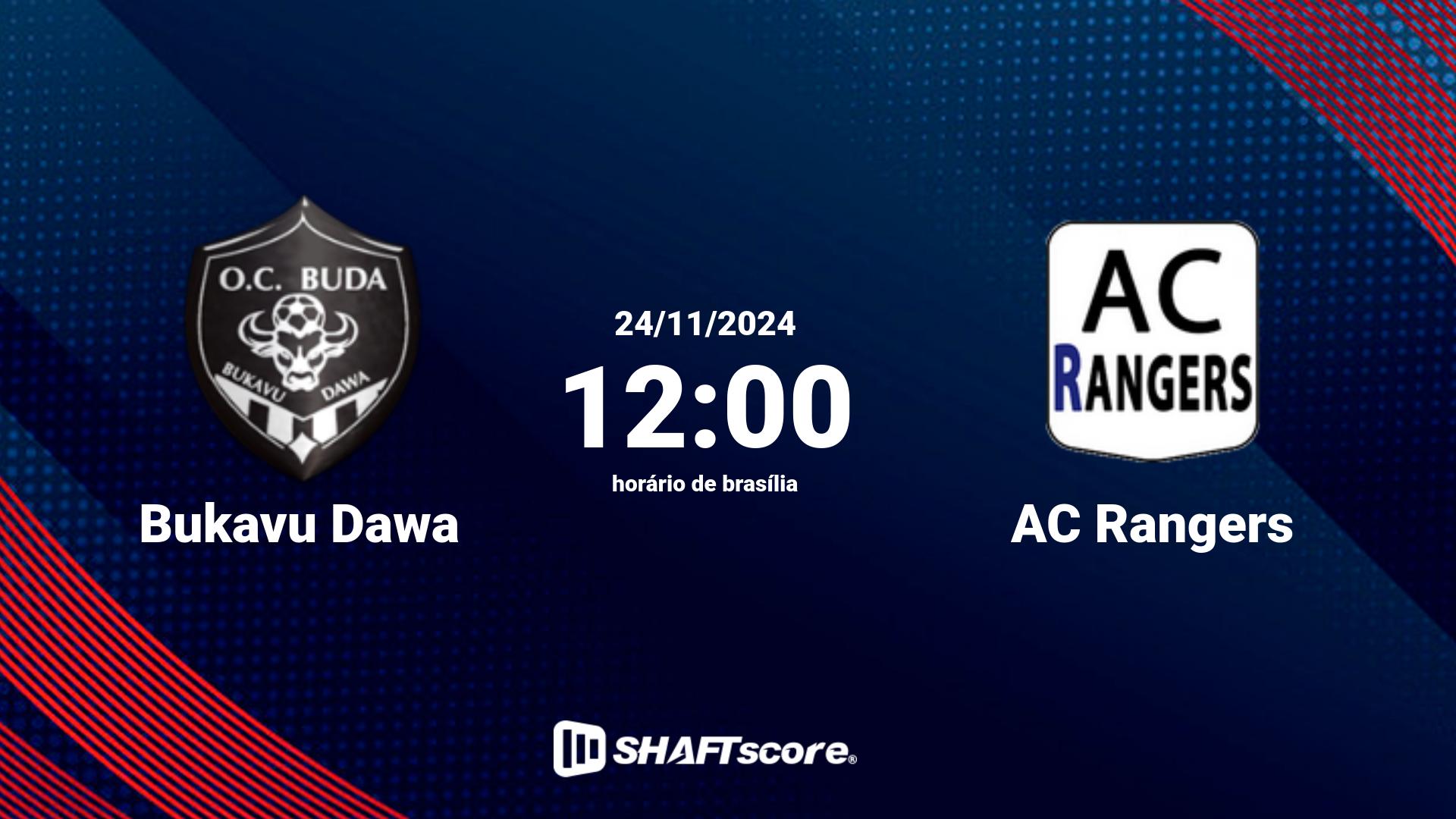 Estatísticas do jogo Bukavu Dawa vs AC Rangers 24.11 12:00