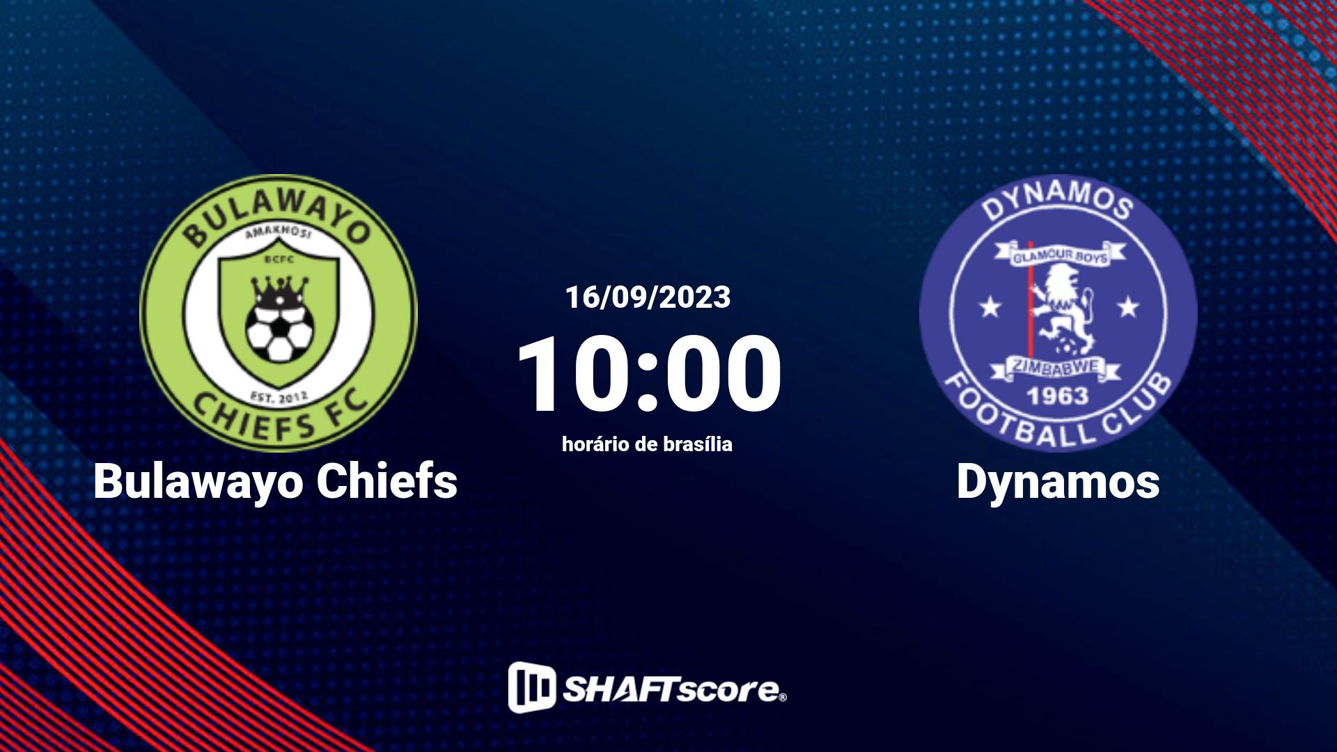 Estatísticas do jogo Bulawayo Chiefs vs Dynamos 16.09 10:00