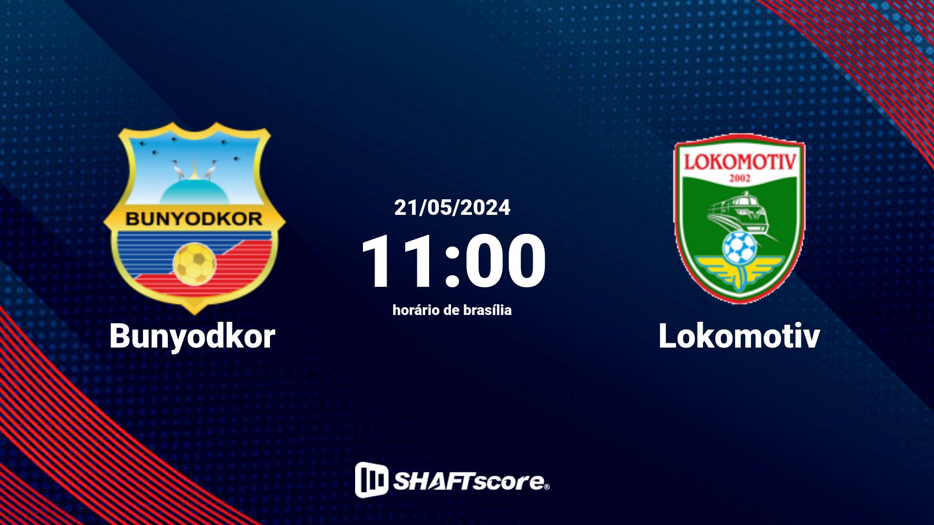 Estatísticas do jogo Bunyodkor vs Lokomotiv 21.05 11:00