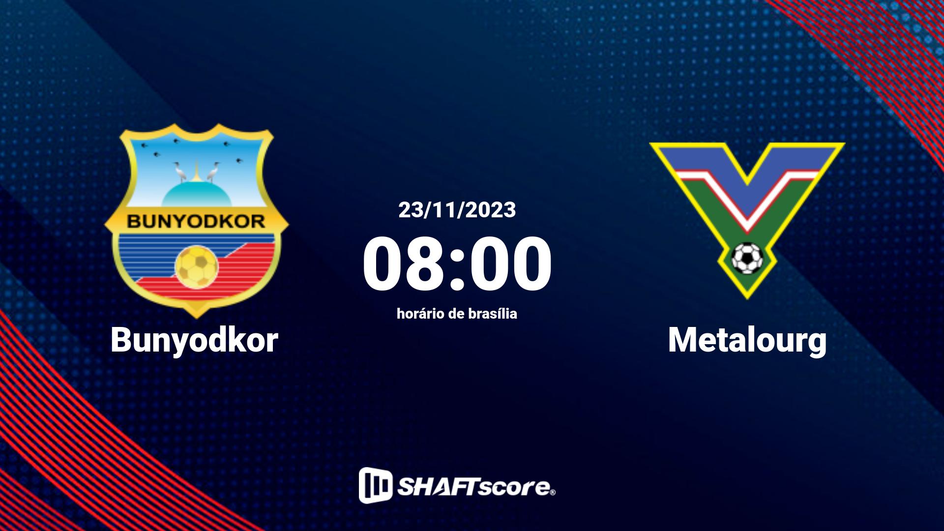 Estatísticas do jogo Bunyodkor vs Metalourg 23.11 08:00