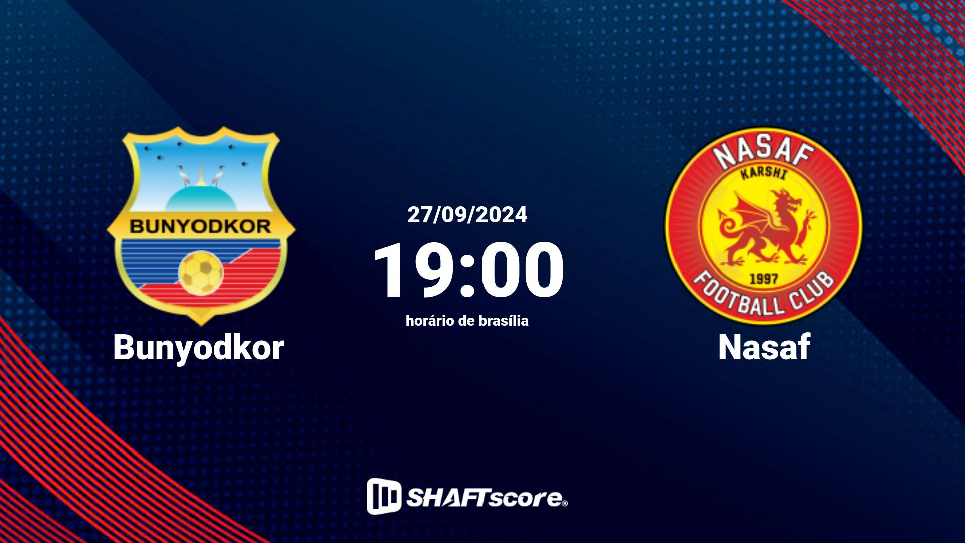 Estatísticas do jogo Bunyodkor vs Nasaf 28.09 09:00