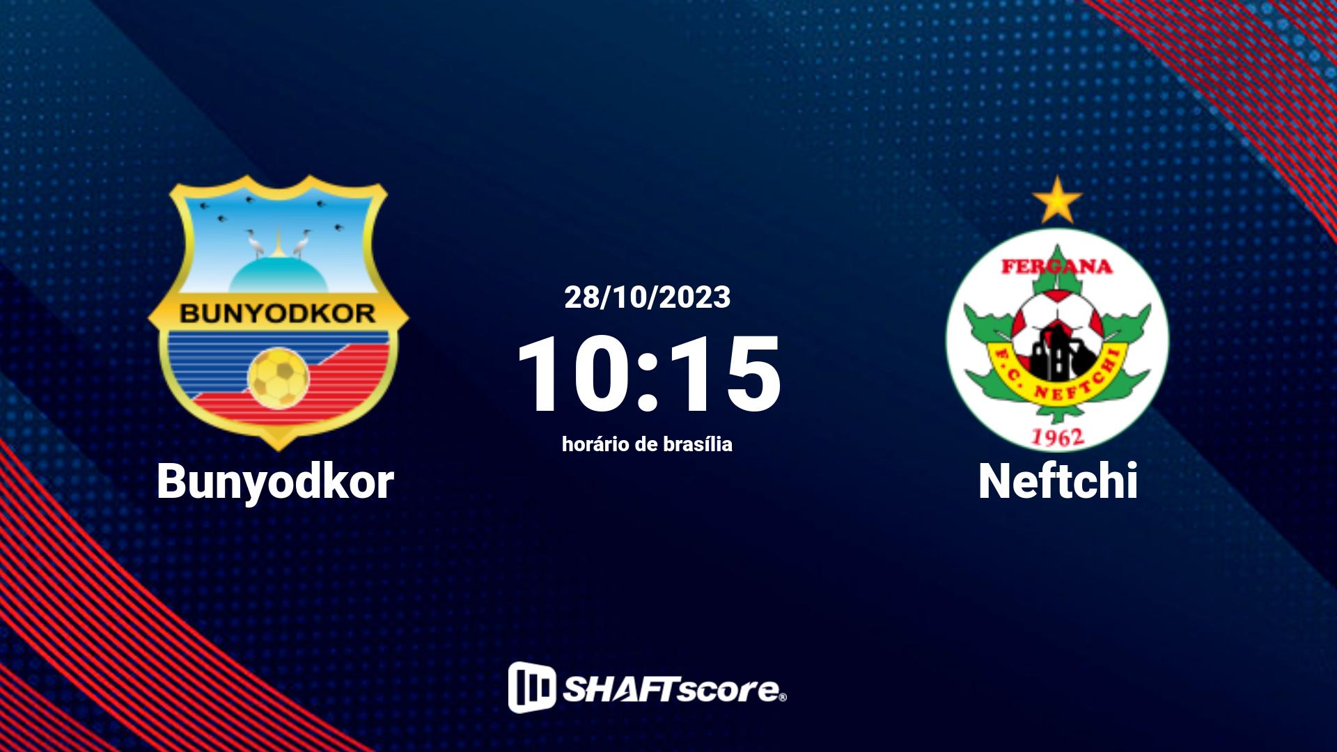 Estatísticas do jogo Bunyodkor vs Neftchi 28.10 10:15