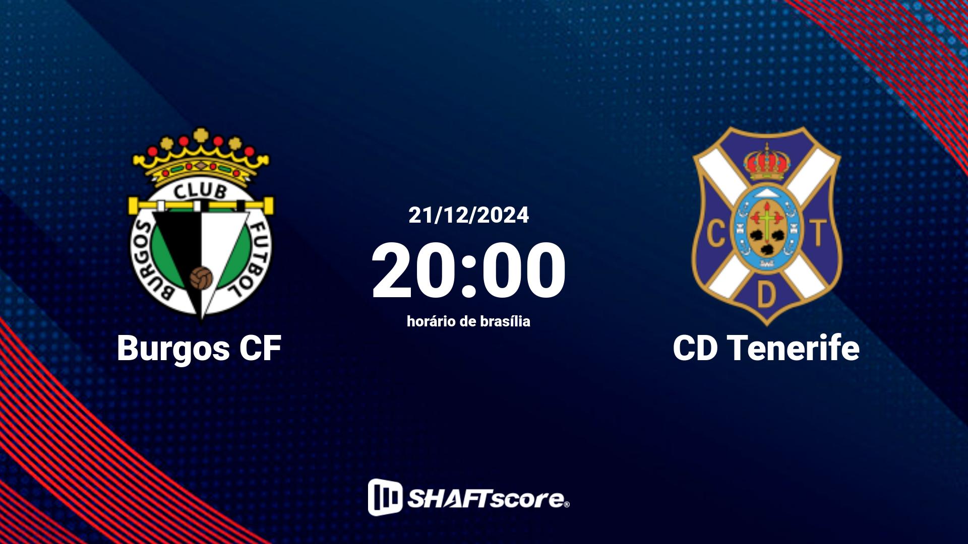 Estatísticas do jogo Burgos CF vs CD Tenerife 21.12 20:00