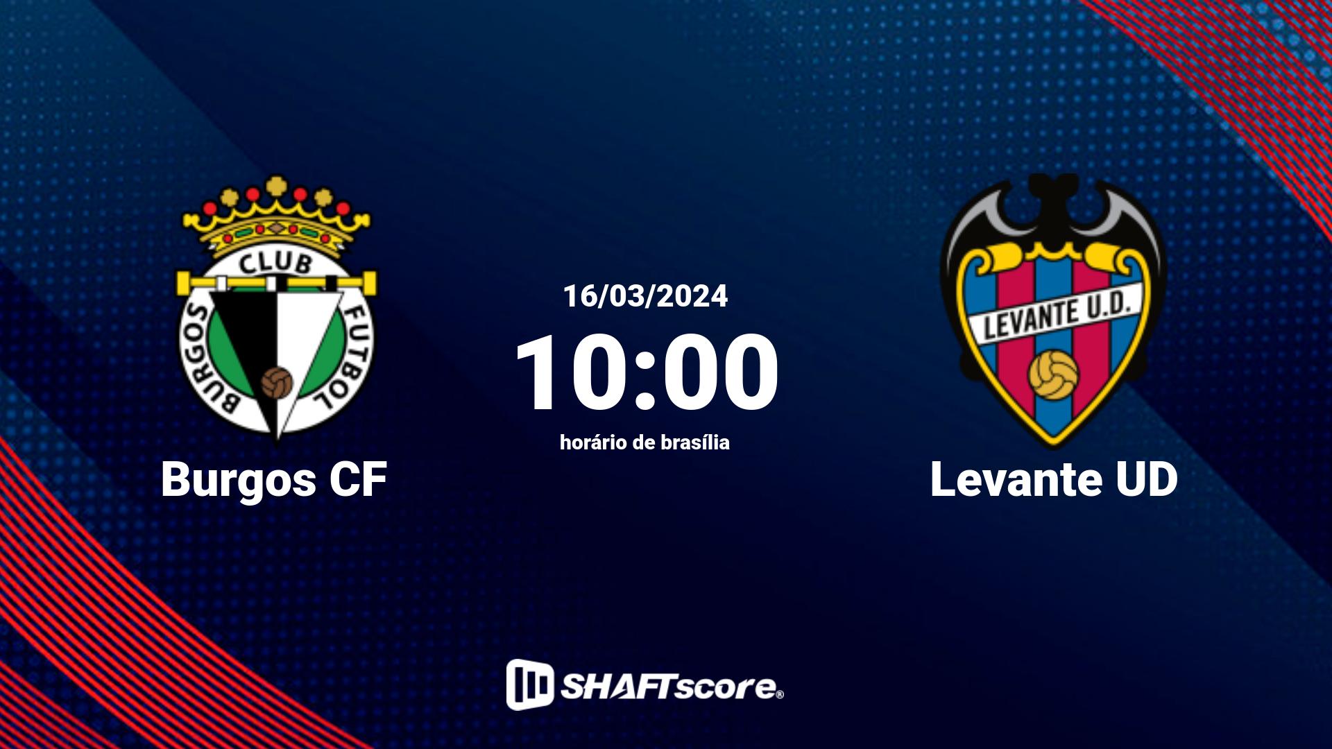 Estatísticas do jogo Burgos CF vs Levante UD 16.03 10:00