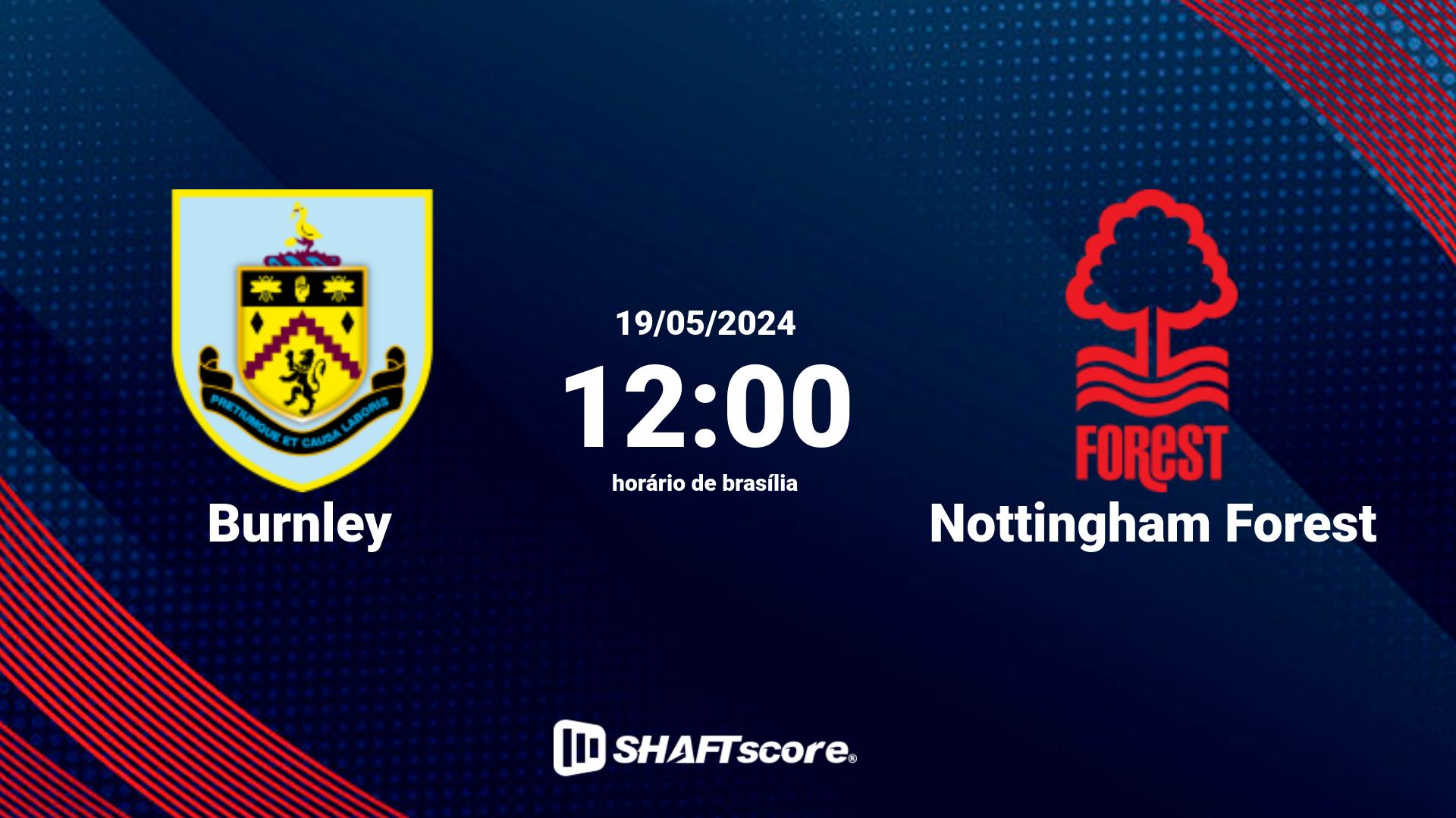 Estatísticas do jogo Burnley vs Nottingham Forest 19.05 12:00