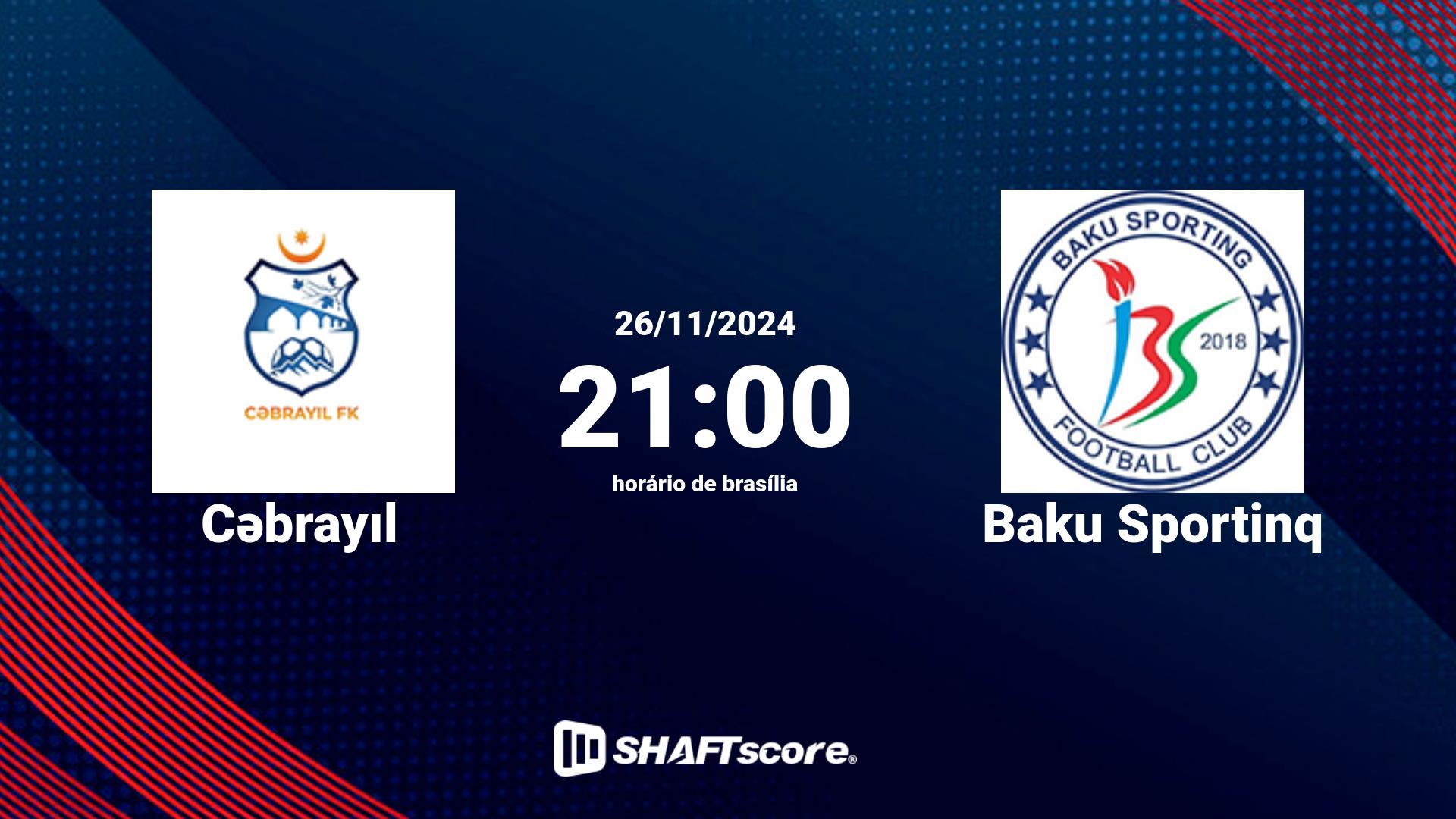 Estatísticas do jogo Cəbrayıl vs Baku Sportinq 26.11 21:00