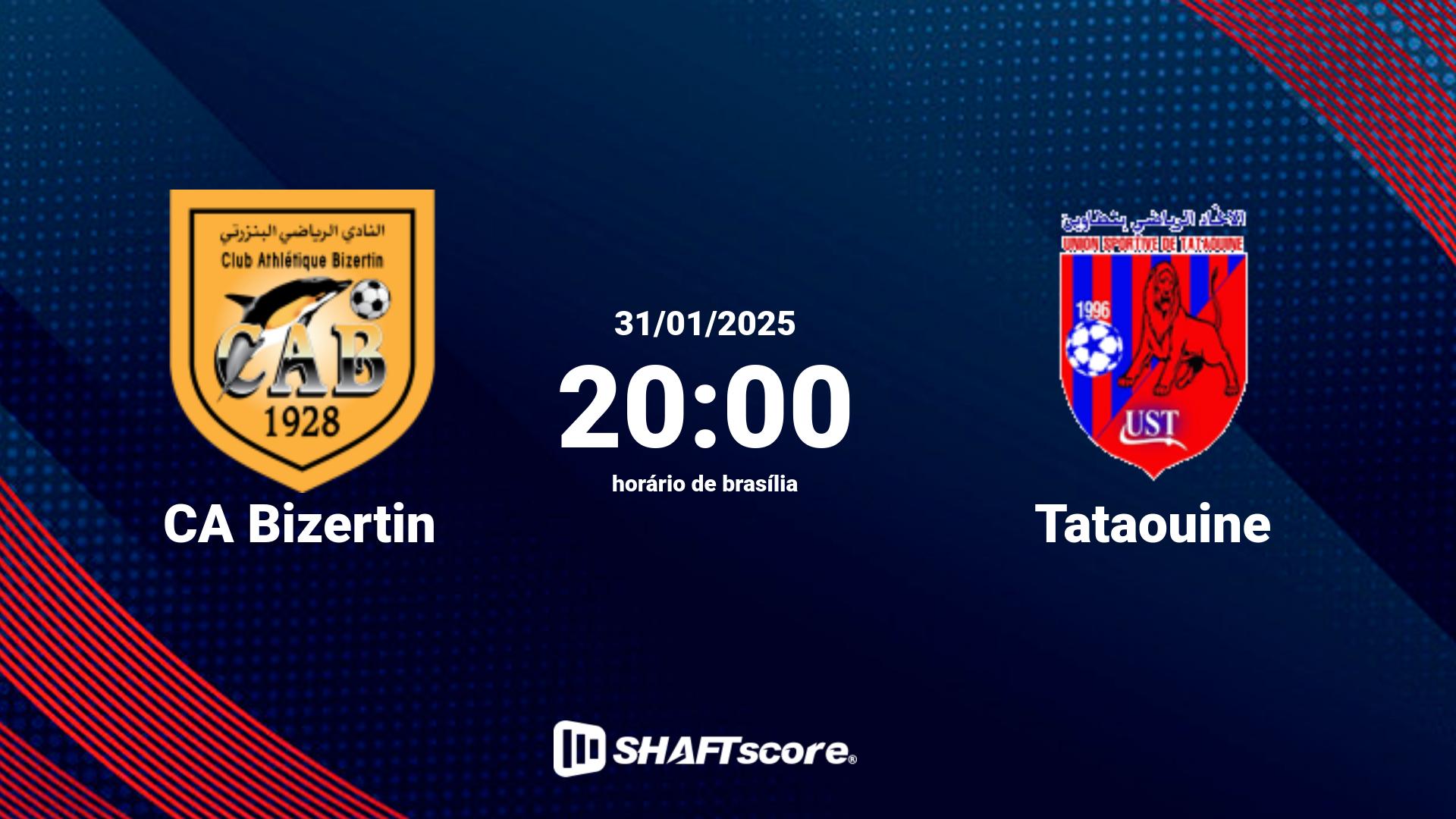 Estatísticas do jogo CA Bizertin vs Tataouine 31.01 20:00