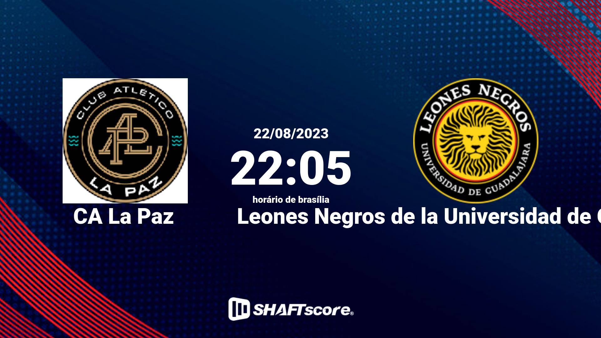 Estatísticas do jogo CA La Paz vs Leones Negros de la Universidad de Guadalajara 22.08 22:05