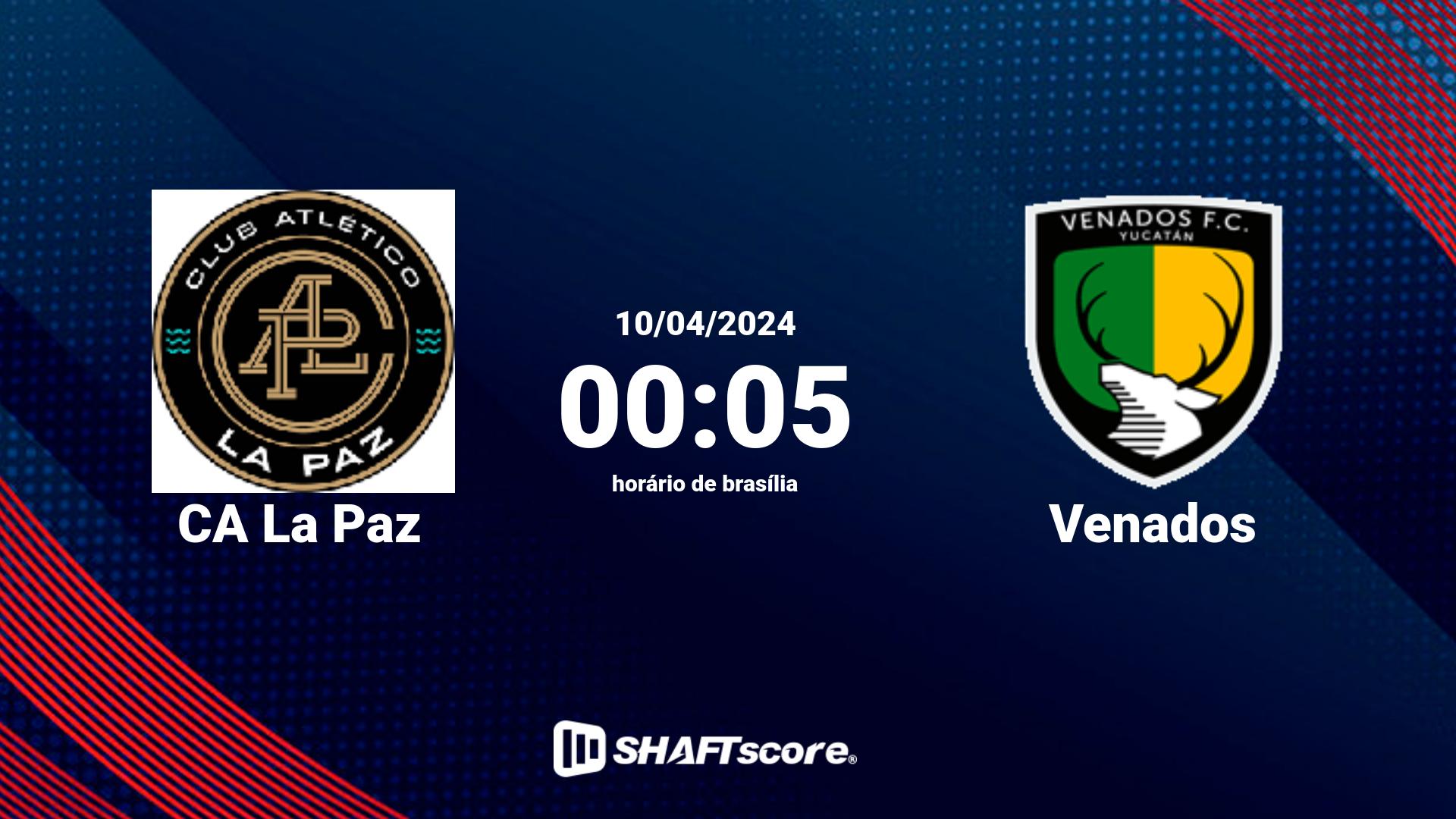 Estatísticas do jogo CA La Paz vs Venados 10.04 00:05