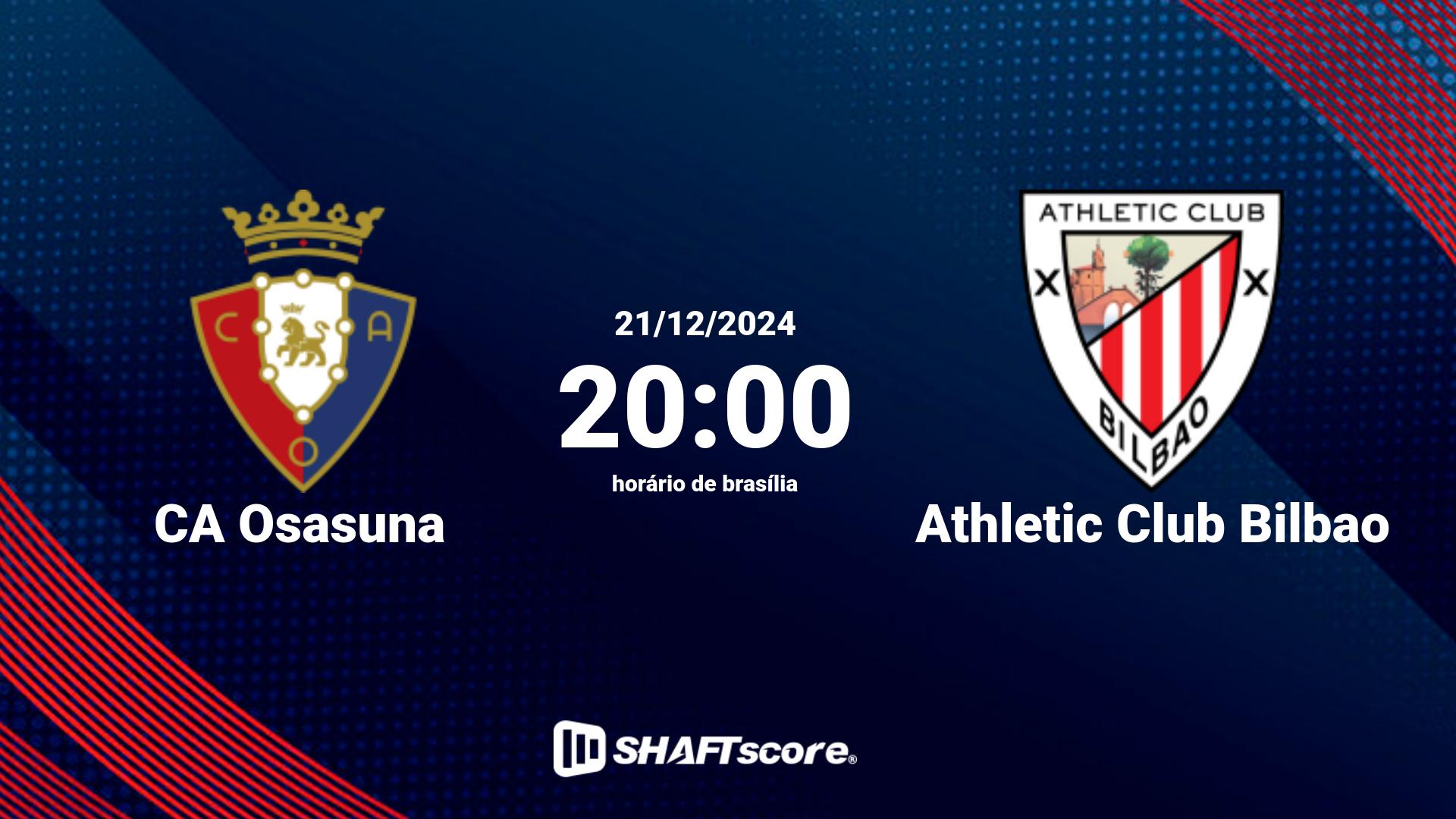 Estatísticas do jogo CA Osasuna vs Athletic Club Bilbao 21.12 20:00