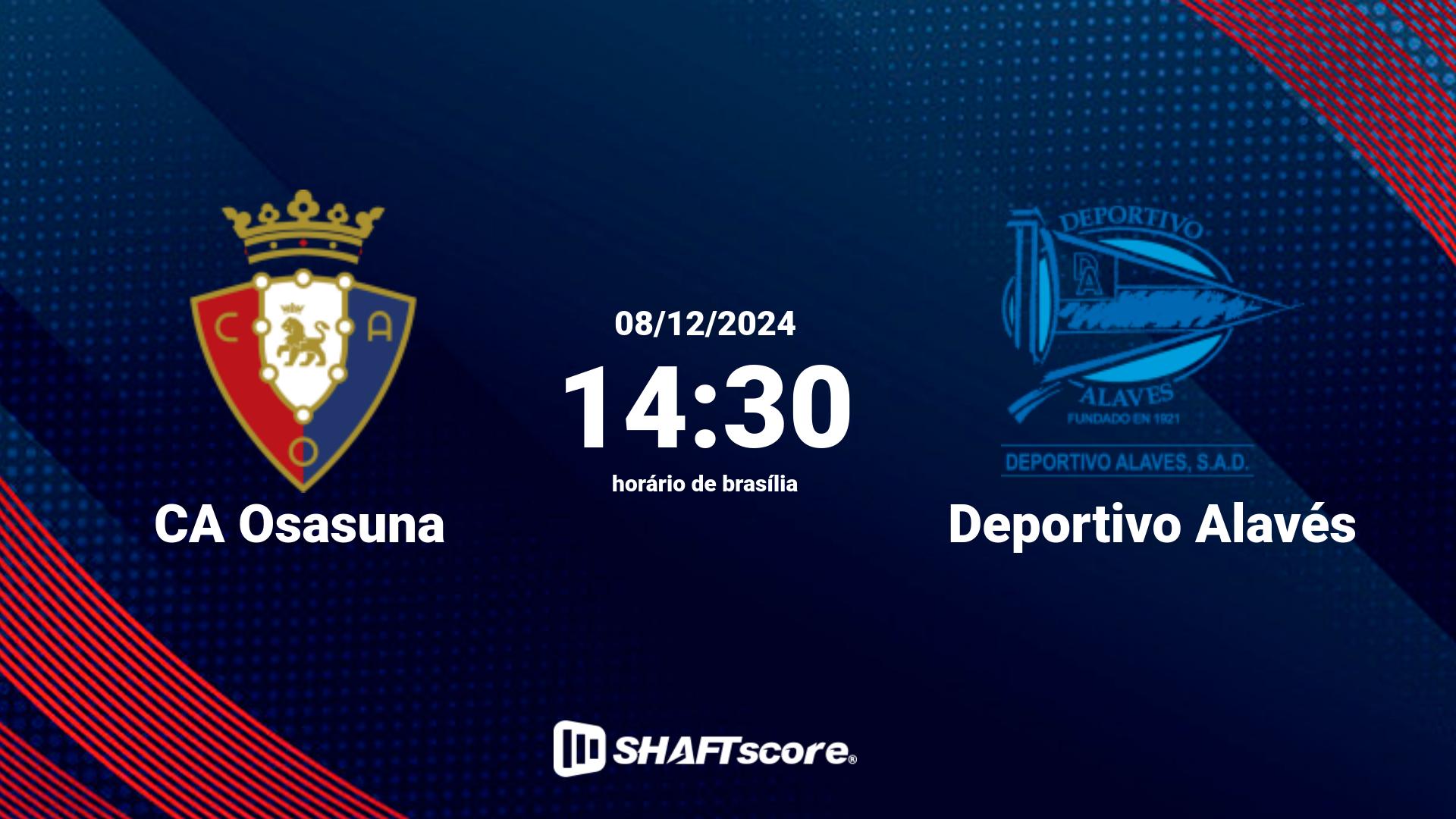 Estatísticas do jogo CA Osasuna vs Deportivo Alavés 08.12 14:30