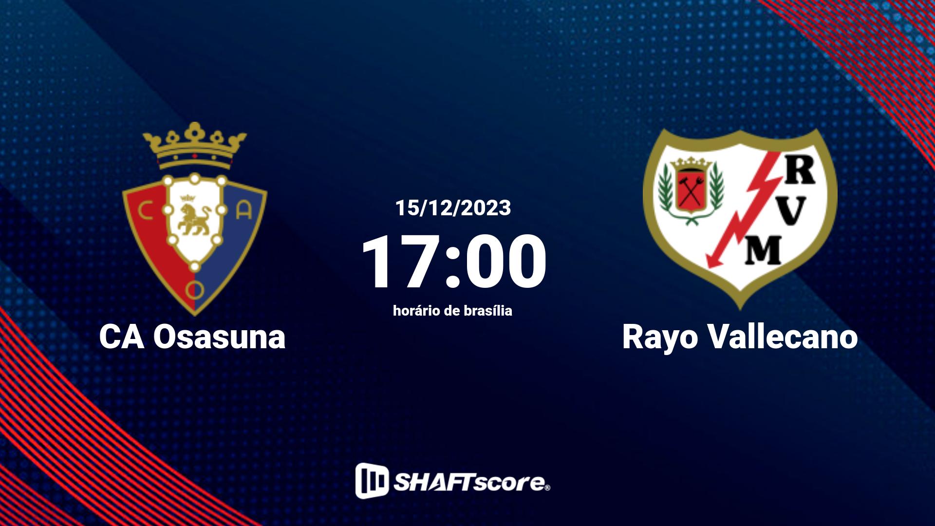 Estatísticas do jogo CA Osasuna vs Rayo Vallecano 15.12 17:00