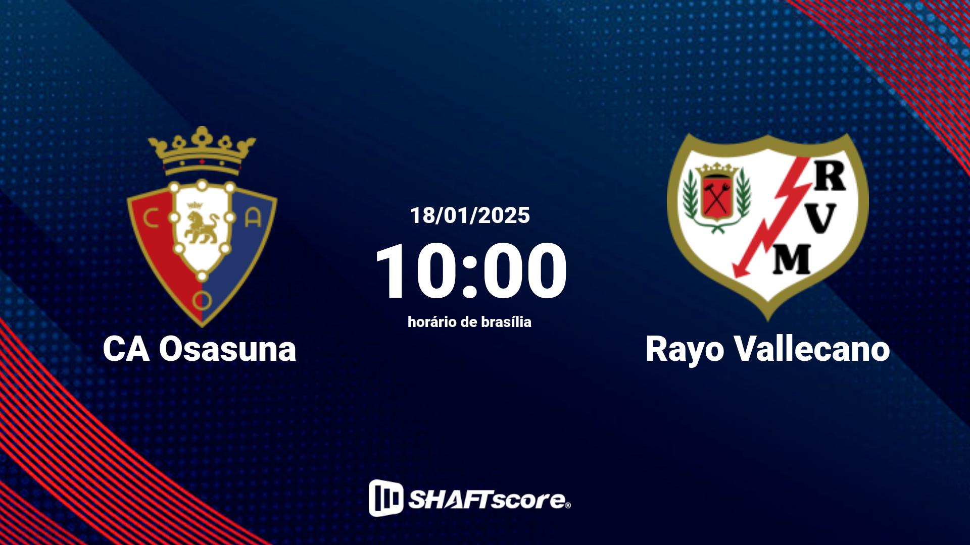 Estatísticas do jogo CA Osasuna vs Rayo Vallecano 18.01 10:00