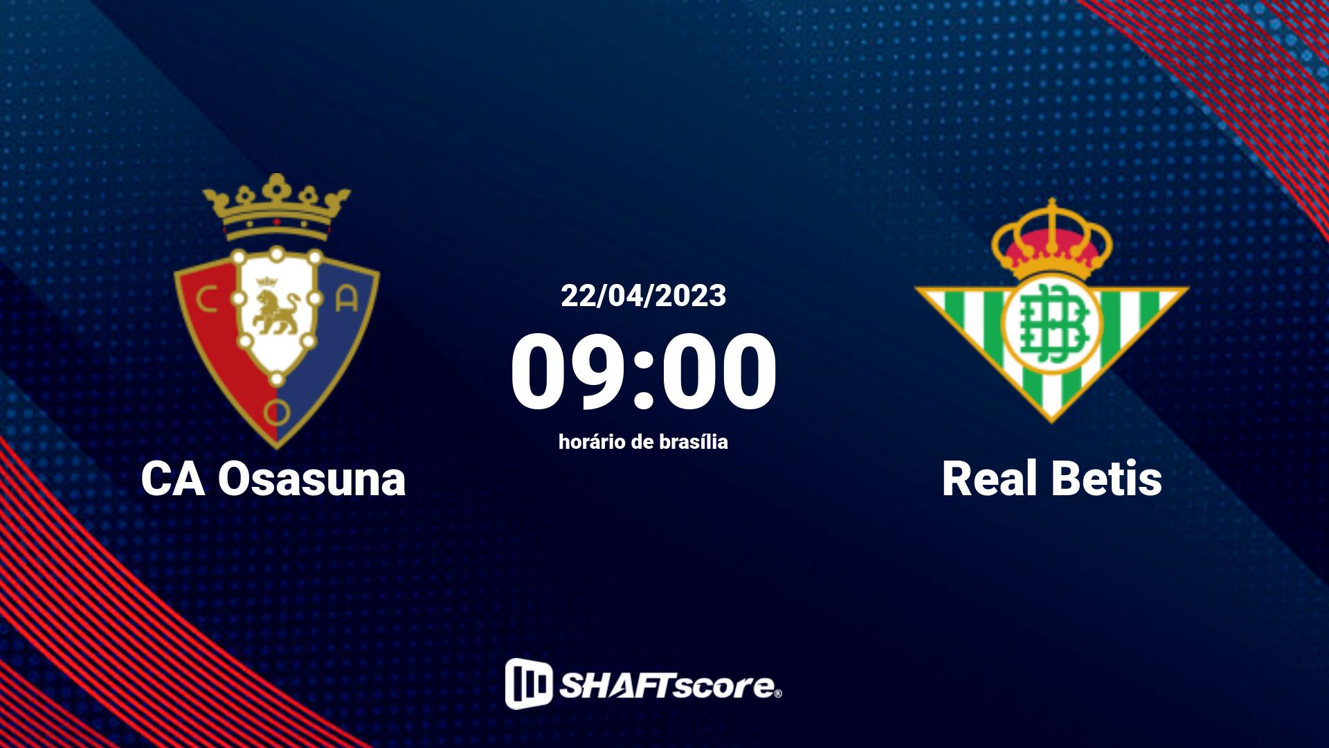 Estatísticas do jogo CA Osasuna vs Real Betis 22.04 09:00