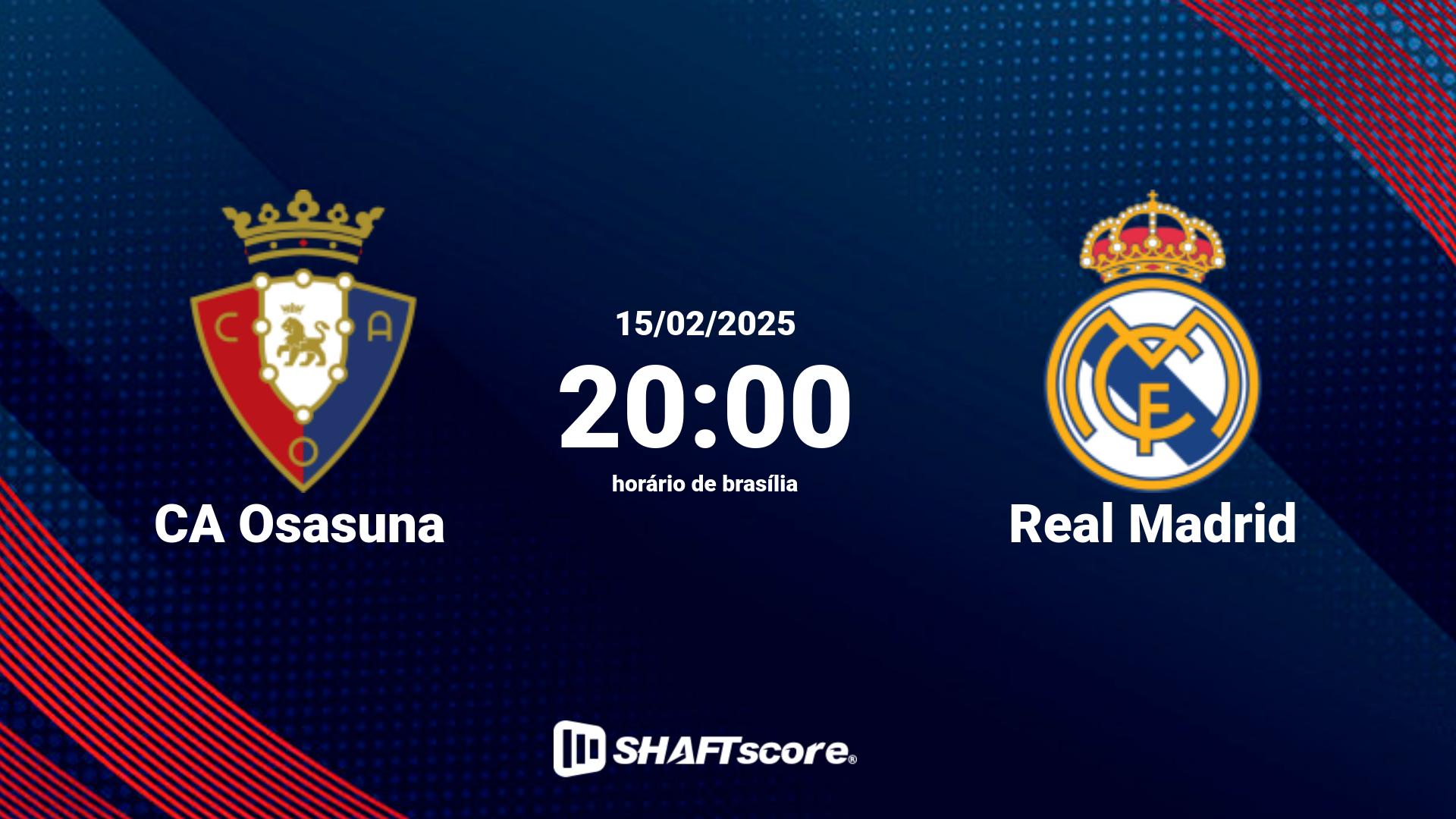 Estatísticas do jogo CA Osasuna vs Real Madrid 15.02 20:00