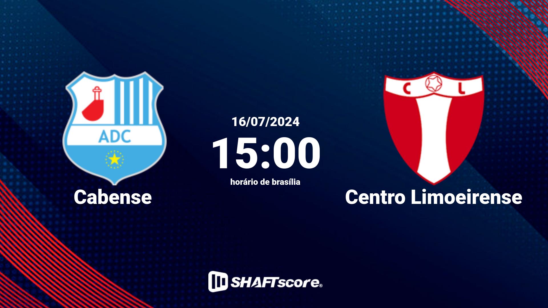 Estatísticas do jogo Cabense vs Centro Limoeirense 16.07 15:00