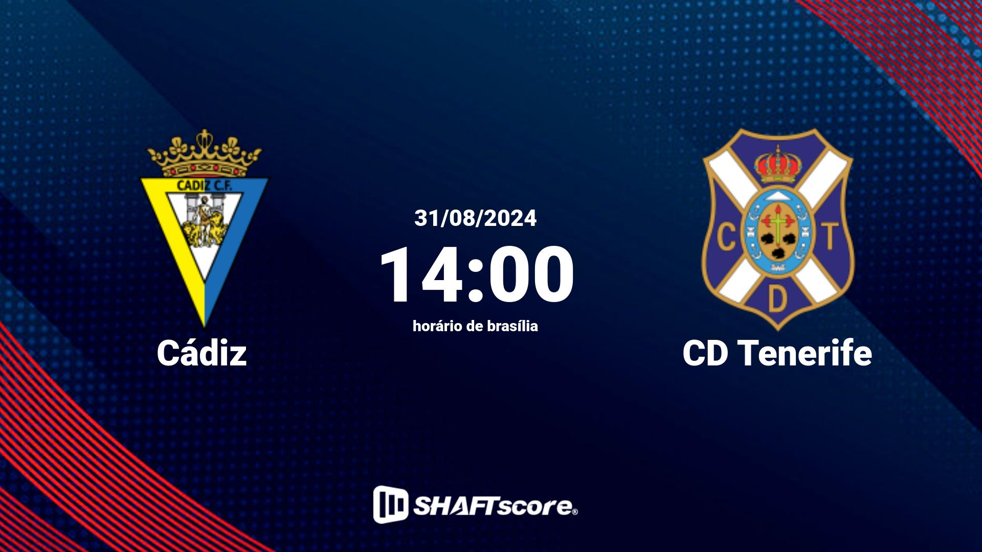 Estatísticas do jogo Cádiz vs CD Tenerife 31.08 14:00