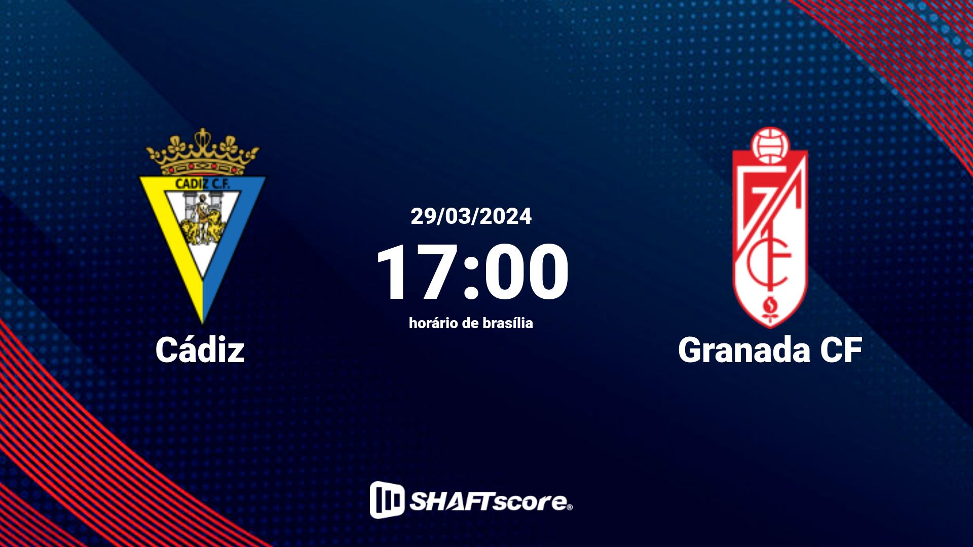Estatísticas do jogo Cádiz vs Granada CF 29.03 17:00