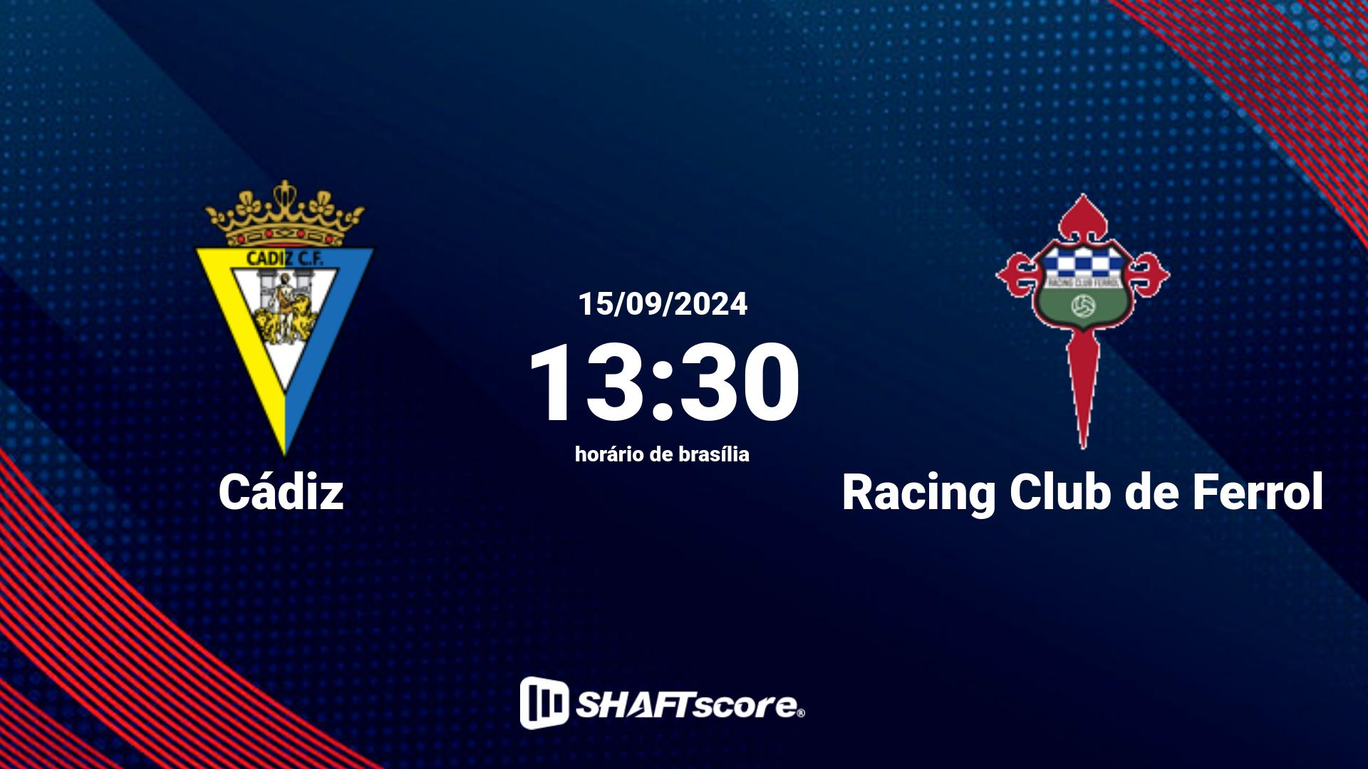 Estatísticas do jogo Cádiz vs Racing Club de Ferrol 15.09 13:30