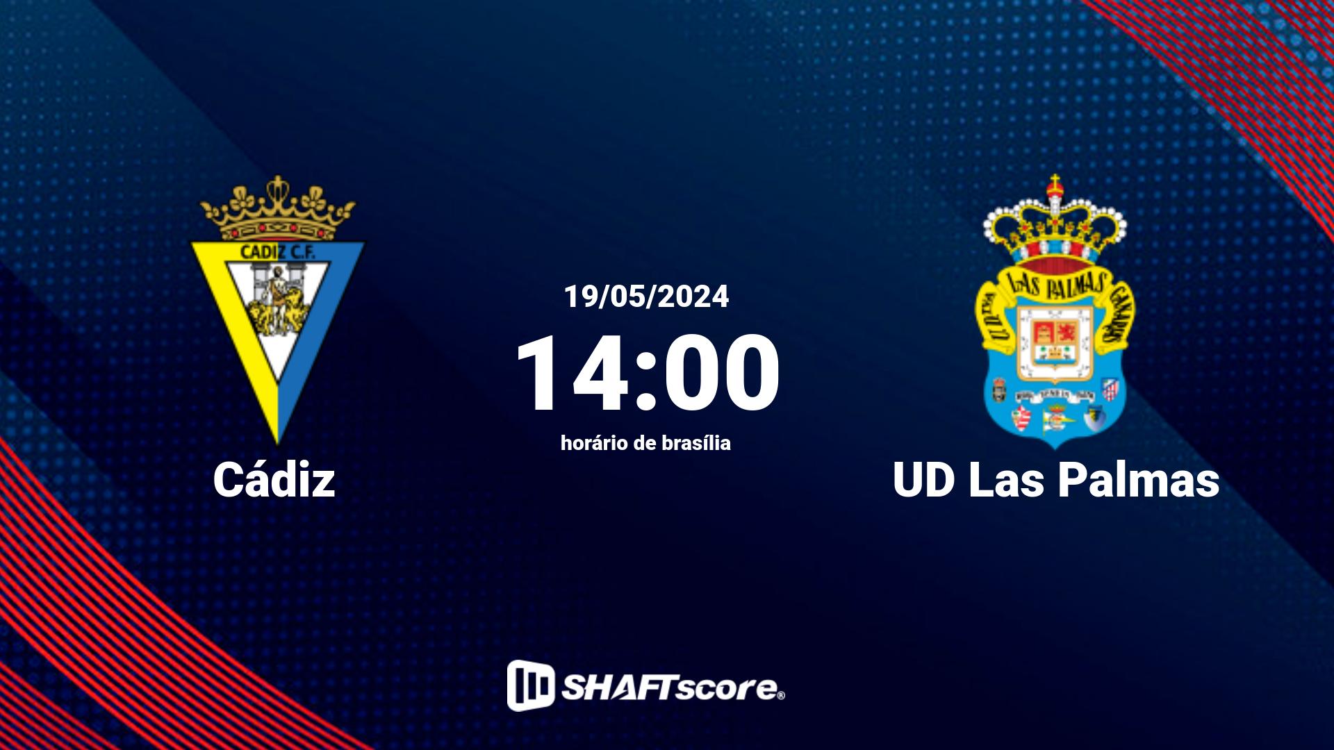 Estatísticas do jogo Cádiz vs UD Las Palmas 19.05 14:00