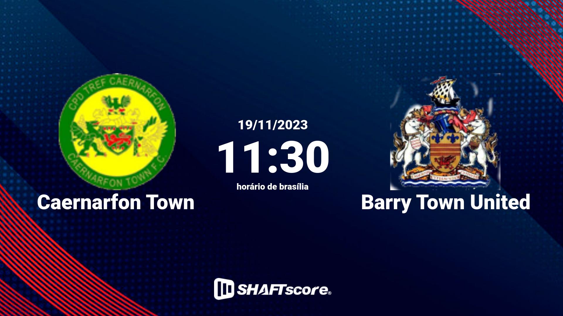 Estatísticas do jogo Caernarfon Town vs Barry Town United 19.11 11:30