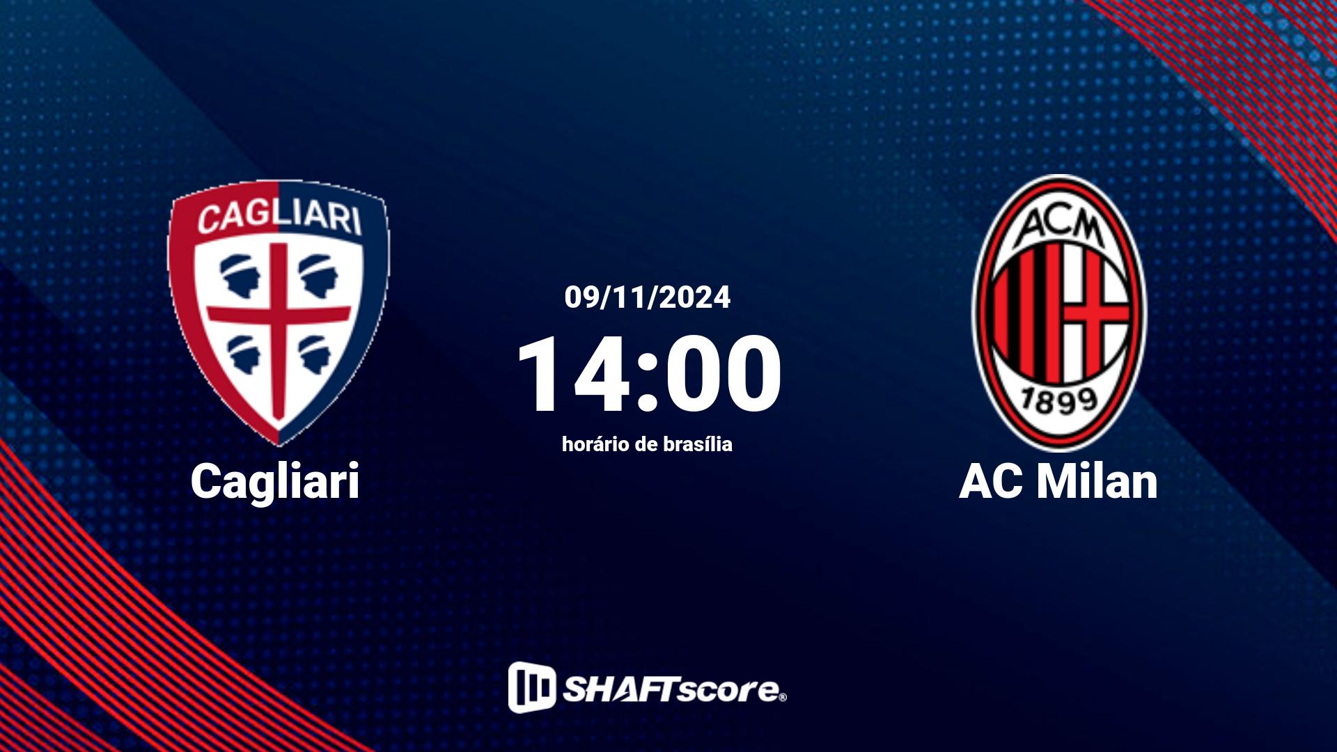 Estatísticas do jogo Cagliari vs AC Milan 09.11 14:00