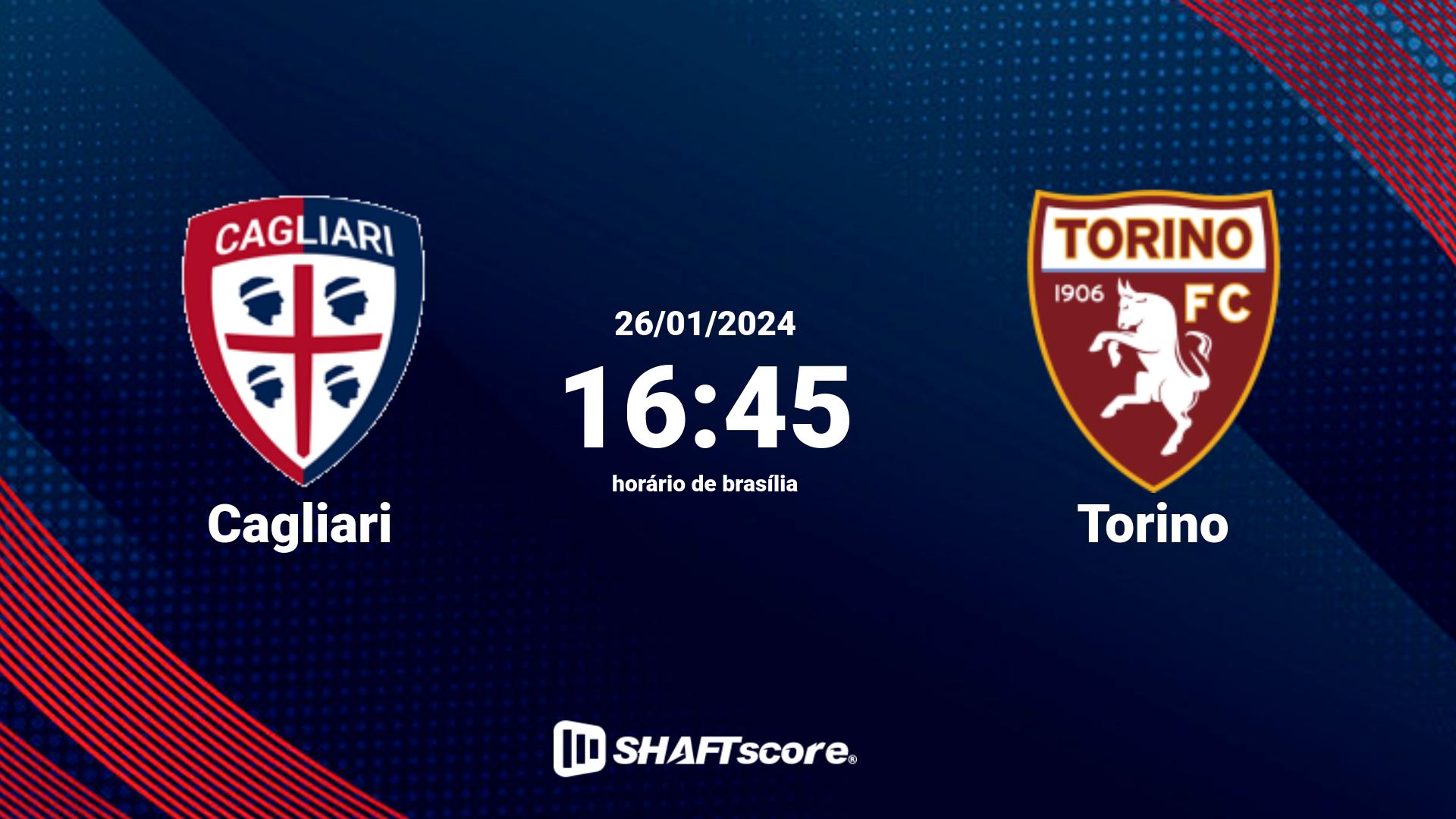 Estatísticas do jogo Cagliari vs Torino 26.01 16:45