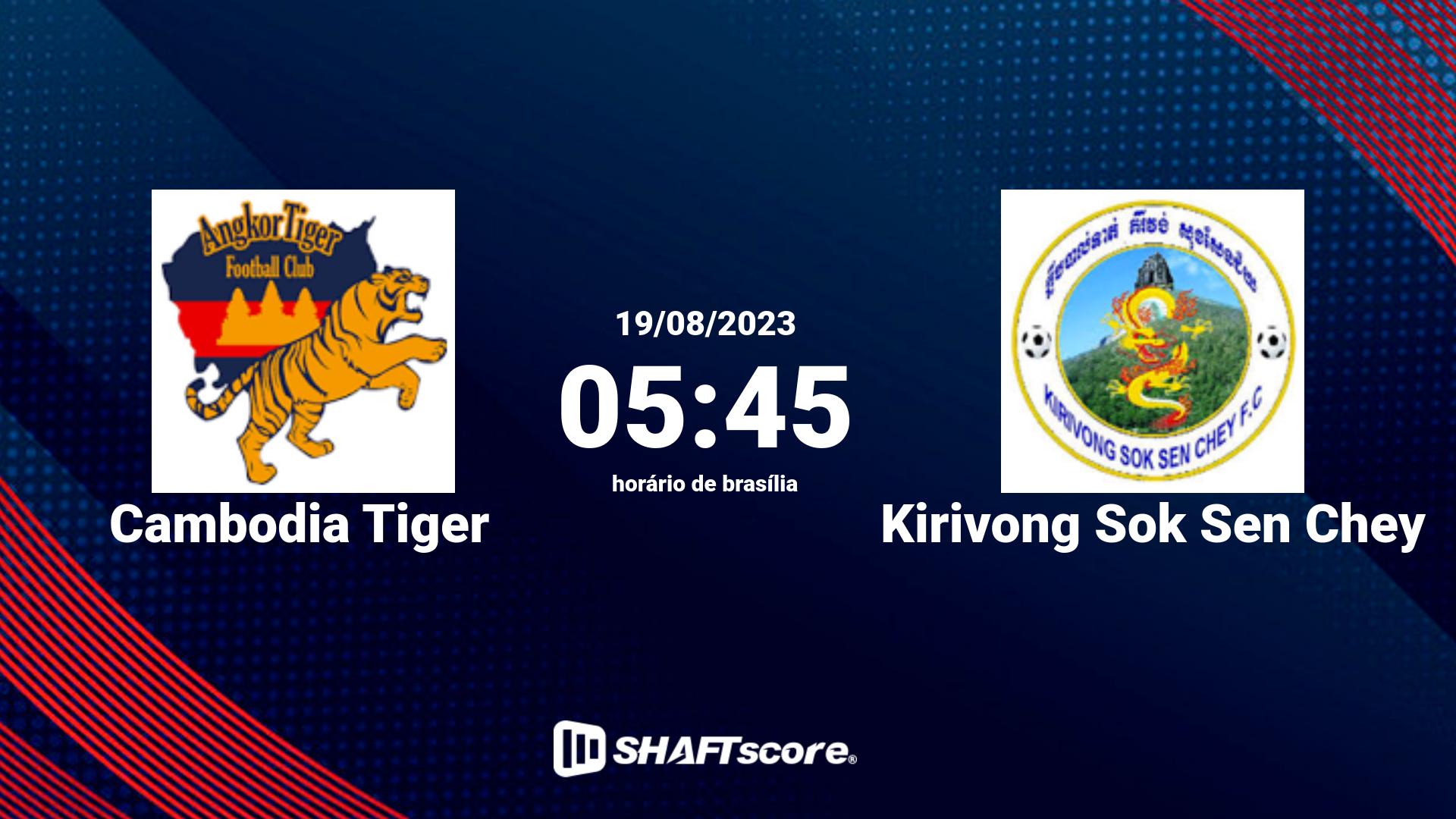 Estatísticas do jogo Cambodia Tiger vs Kirivong Sok Sen Chey 19.08 05:45