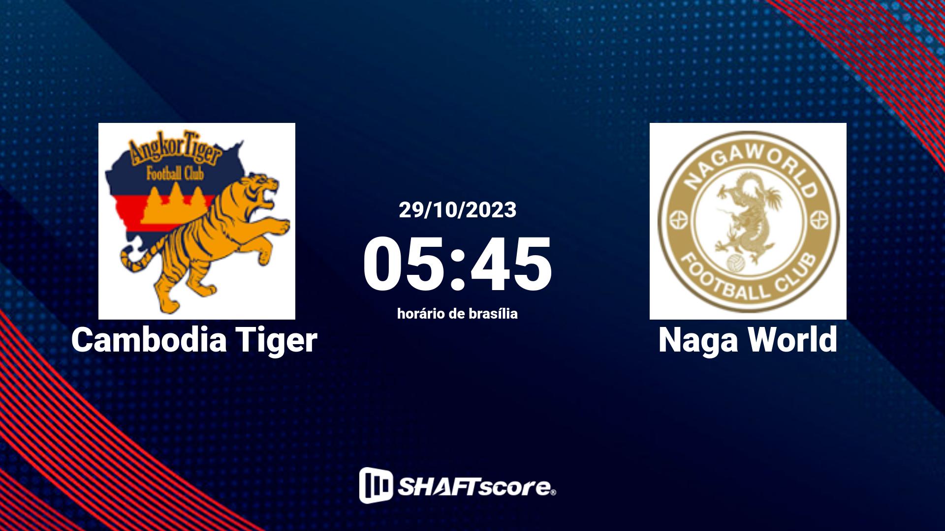 Estatísticas do jogo Cambodia Tiger vs Naga World 29.10 05:45