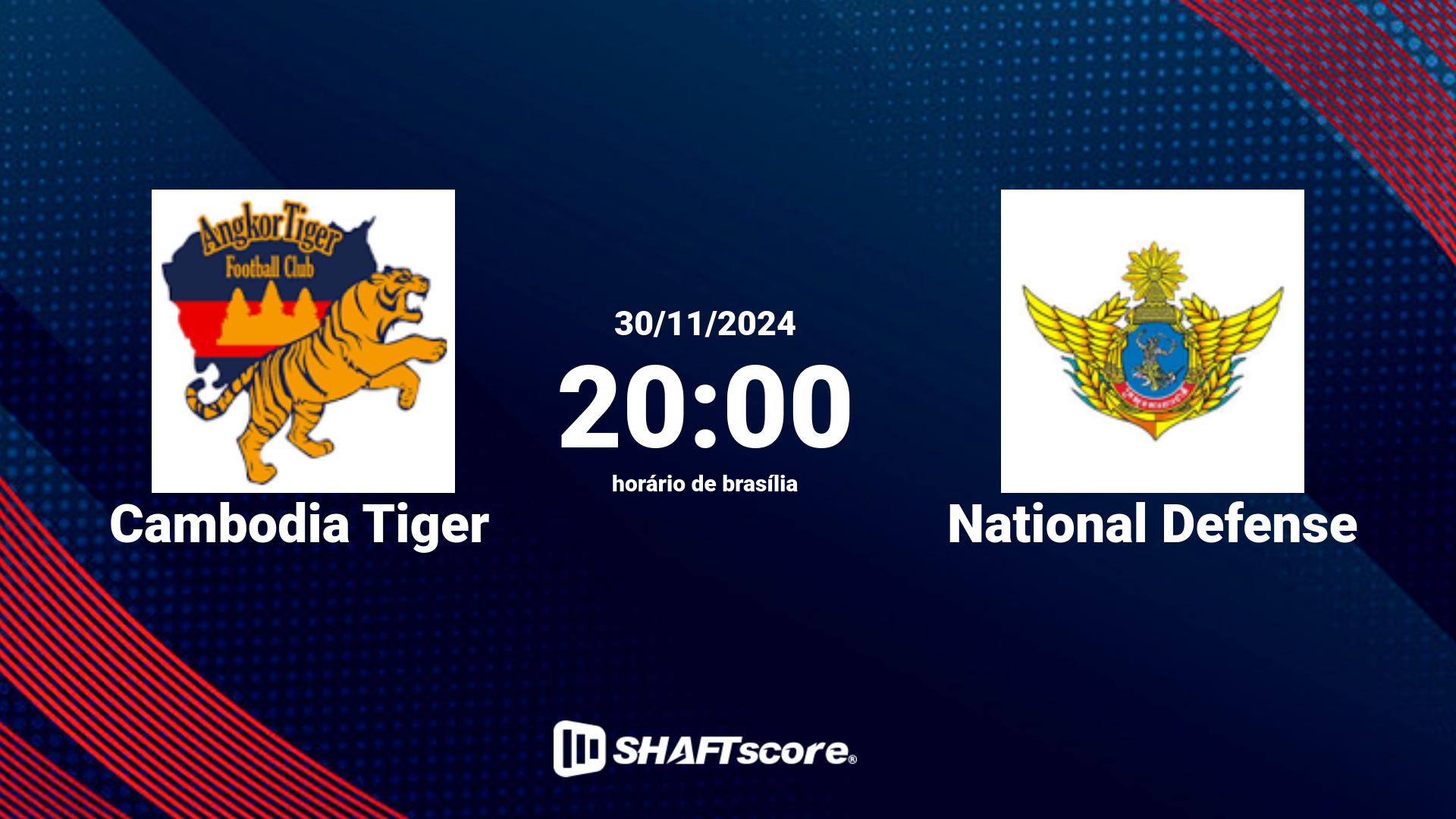 Estatísticas do jogo Cambodia Tiger vs National Defense 30.11 20:00