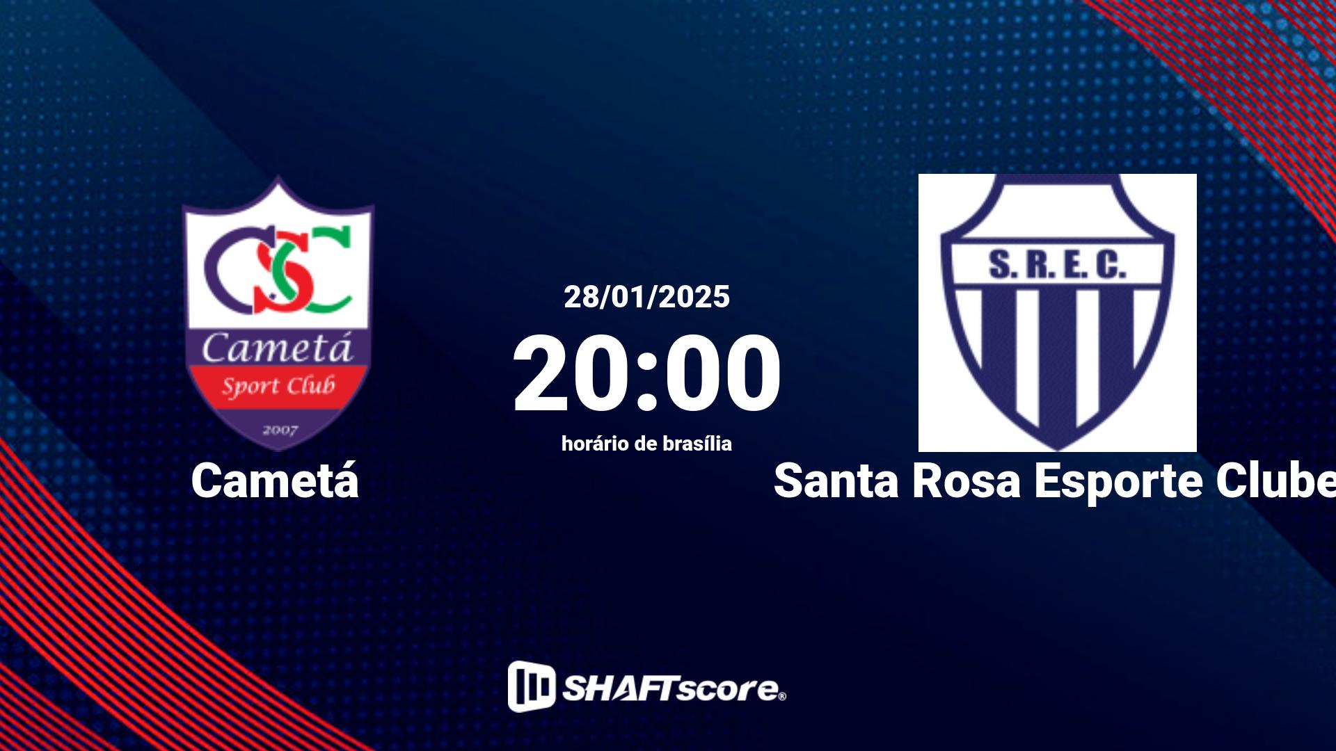 Estatísticas do jogo Cametá vs Santa Rosa Esporte Clube 28.01 20:00