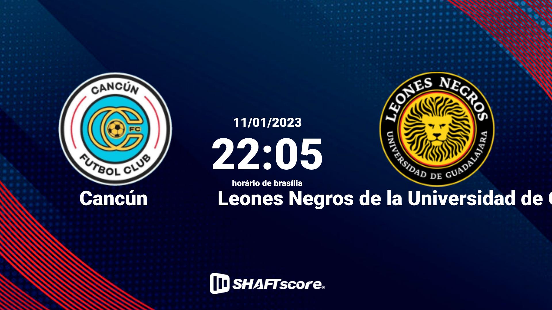 Estatísticas do jogo Cancún vs Leones Negros de la Universidad de Guadalajara 11.01 22:05