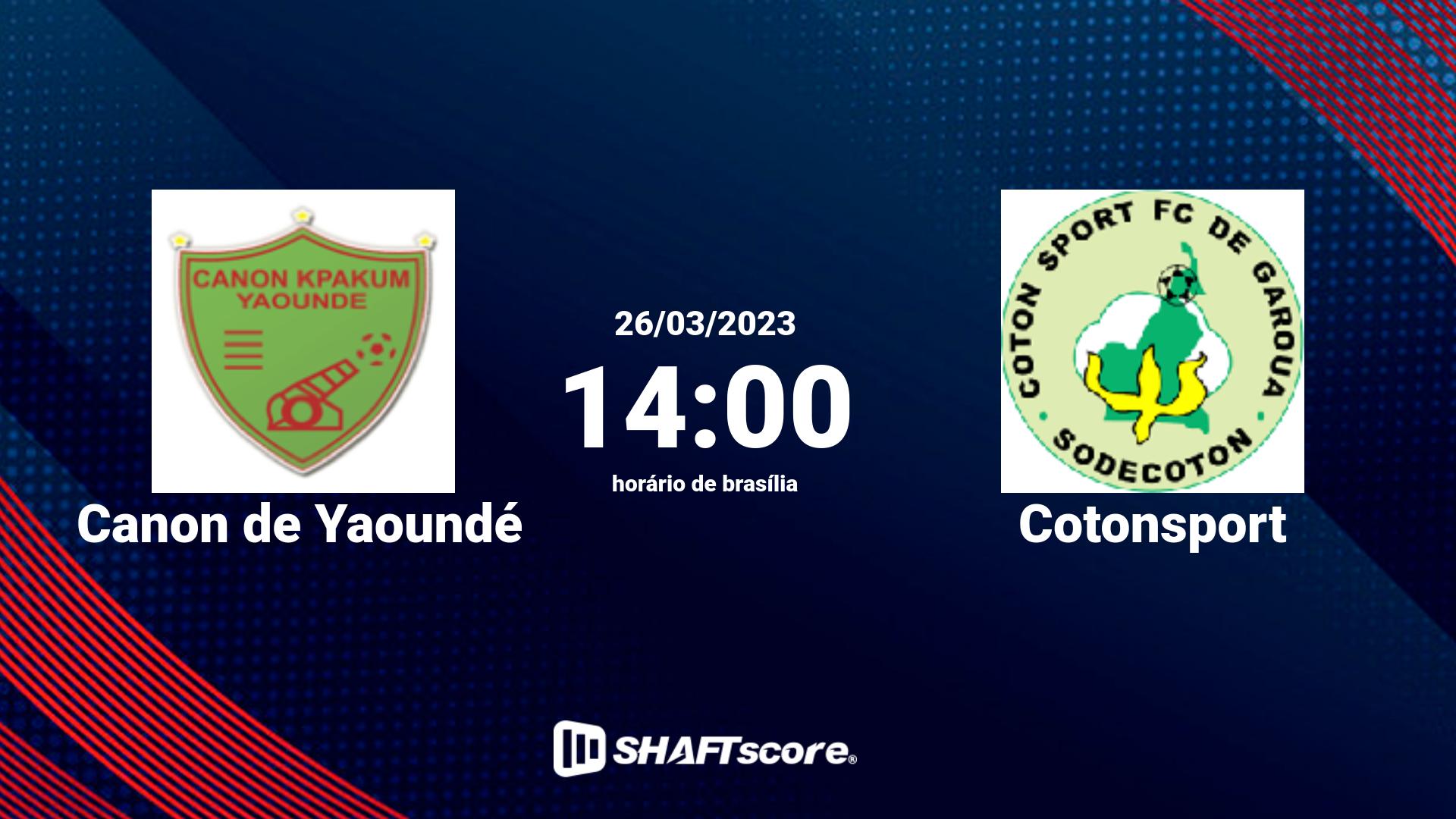 Estatísticas do jogo Canon de Yaoundé vs Cotonsport 26.03 14:00