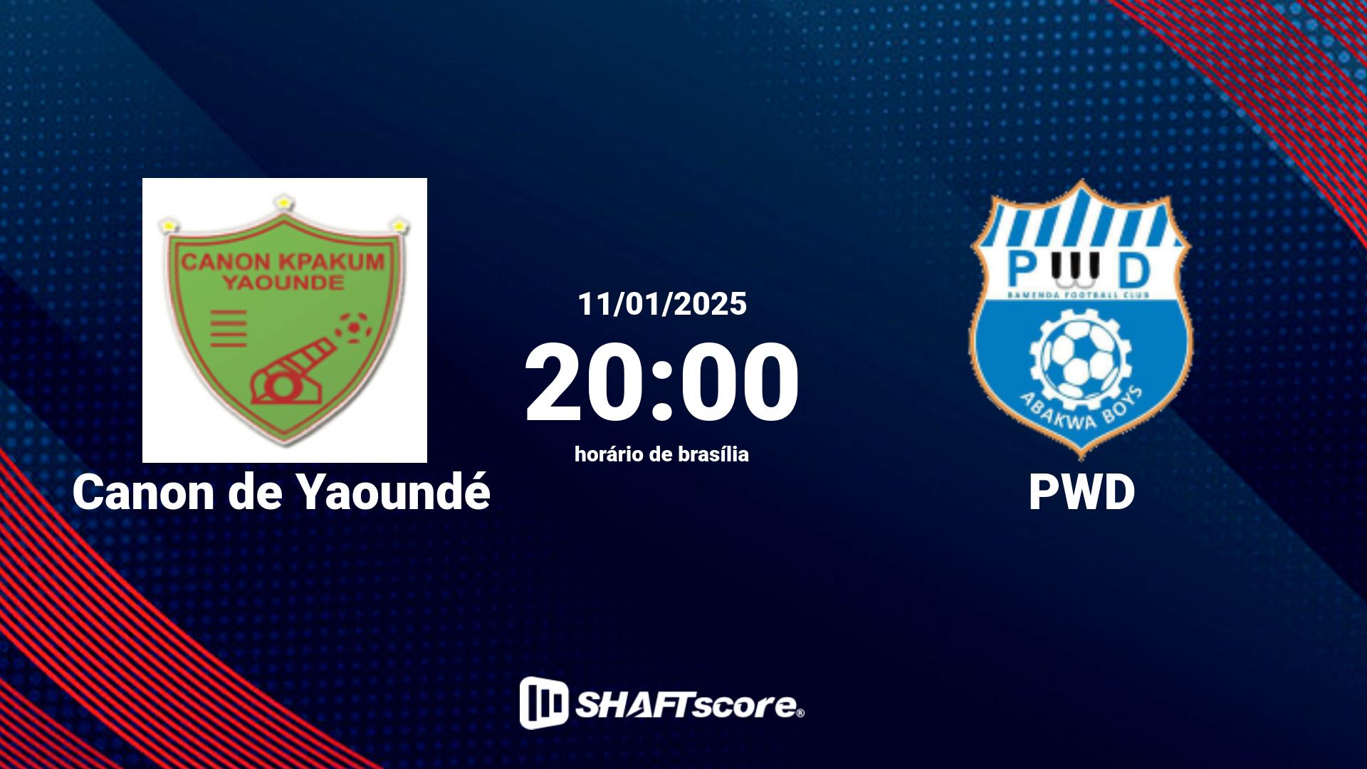 Estatísticas do jogo Canon de Yaoundé vs PWD 11.01 20:00