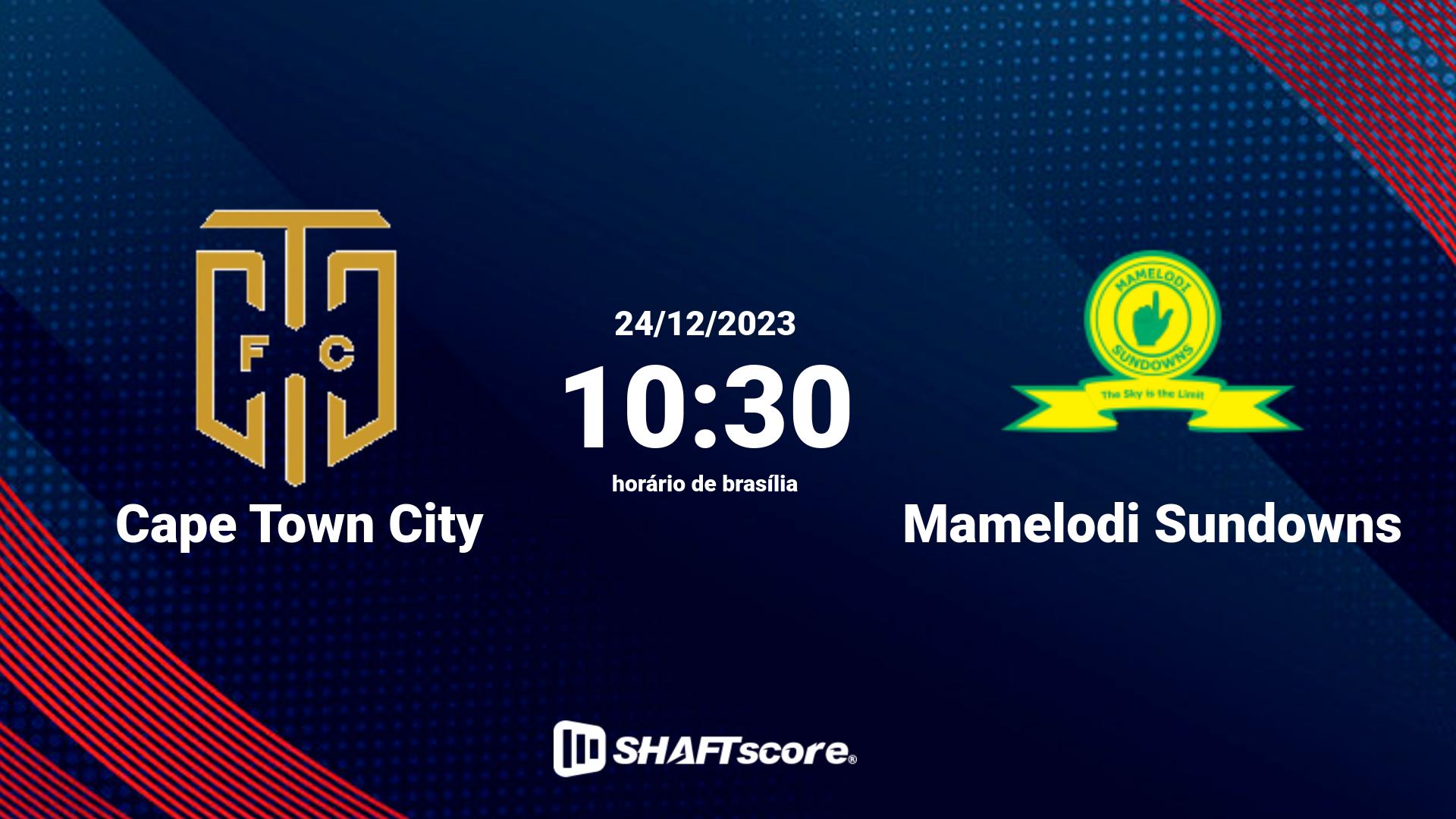 Estatísticas do jogo Cape Town City vs Mamelodi Sundowns 24.12 10:30