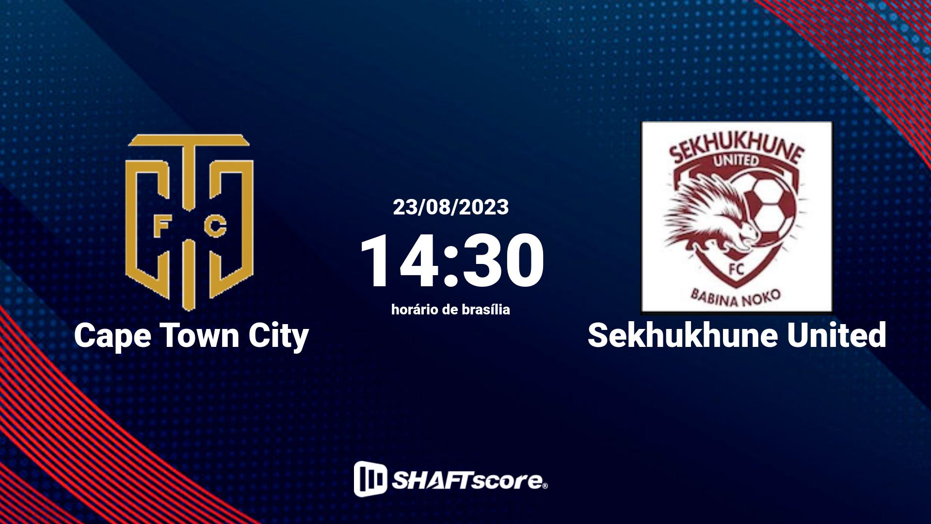 Estatísticas do jogo Cape Town City vs Sekhukhune United 23.08 14:30