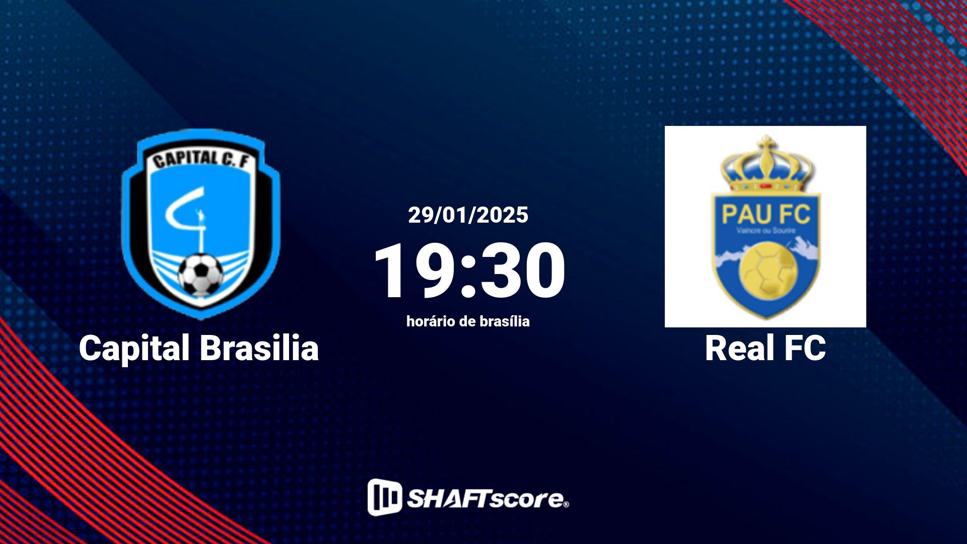 Estatísticas do jogo Capital Brasilia vs Real FC 29.01 19:30