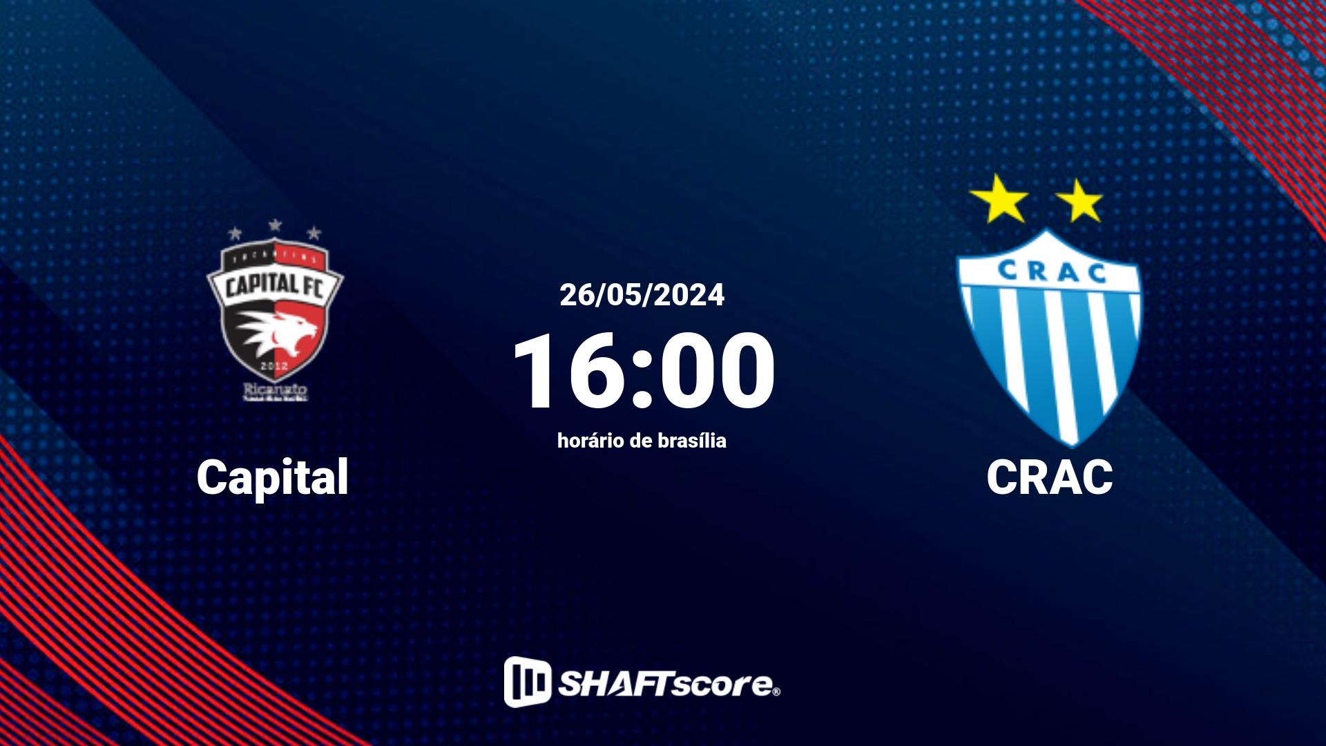 Estatísticas do jogo Capital vs CRAC 26.05 16:00