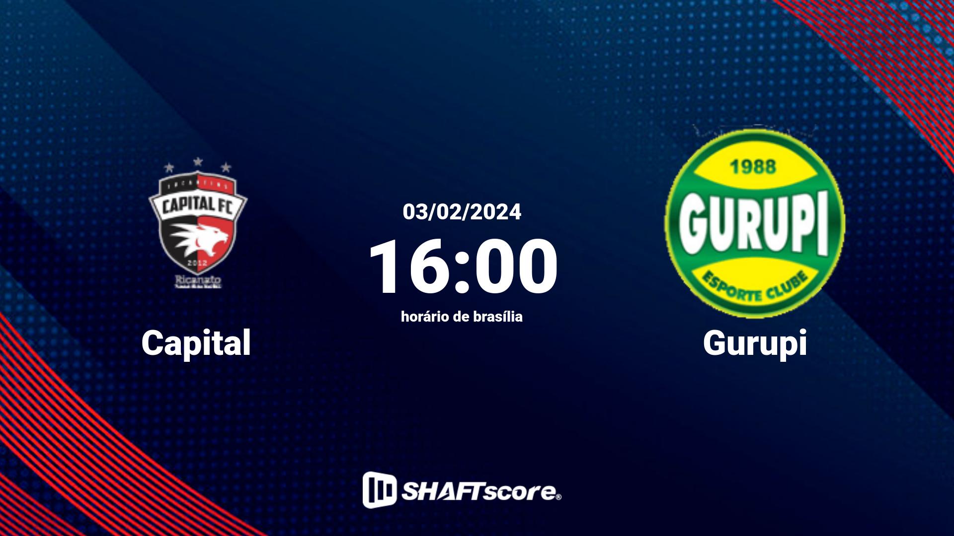 Estatísticas do jogo Capital vs Gurupi 03.02 16:00