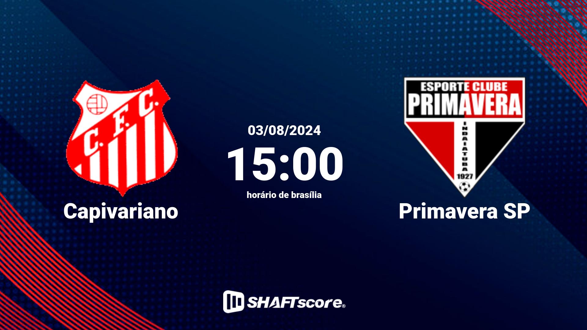 Estatísticas do jogo Capivariano vs Primavera SP 03.08 15:00