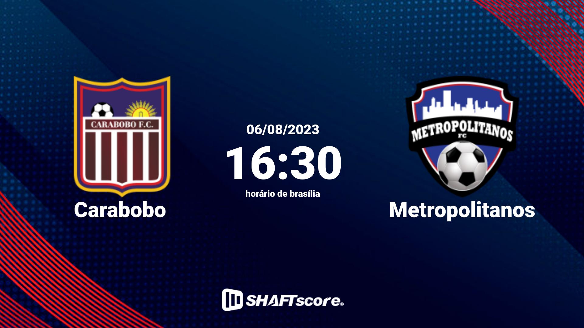 Estatísticas do jogo Carabobo vs Metropolitanos 06.08 16:30