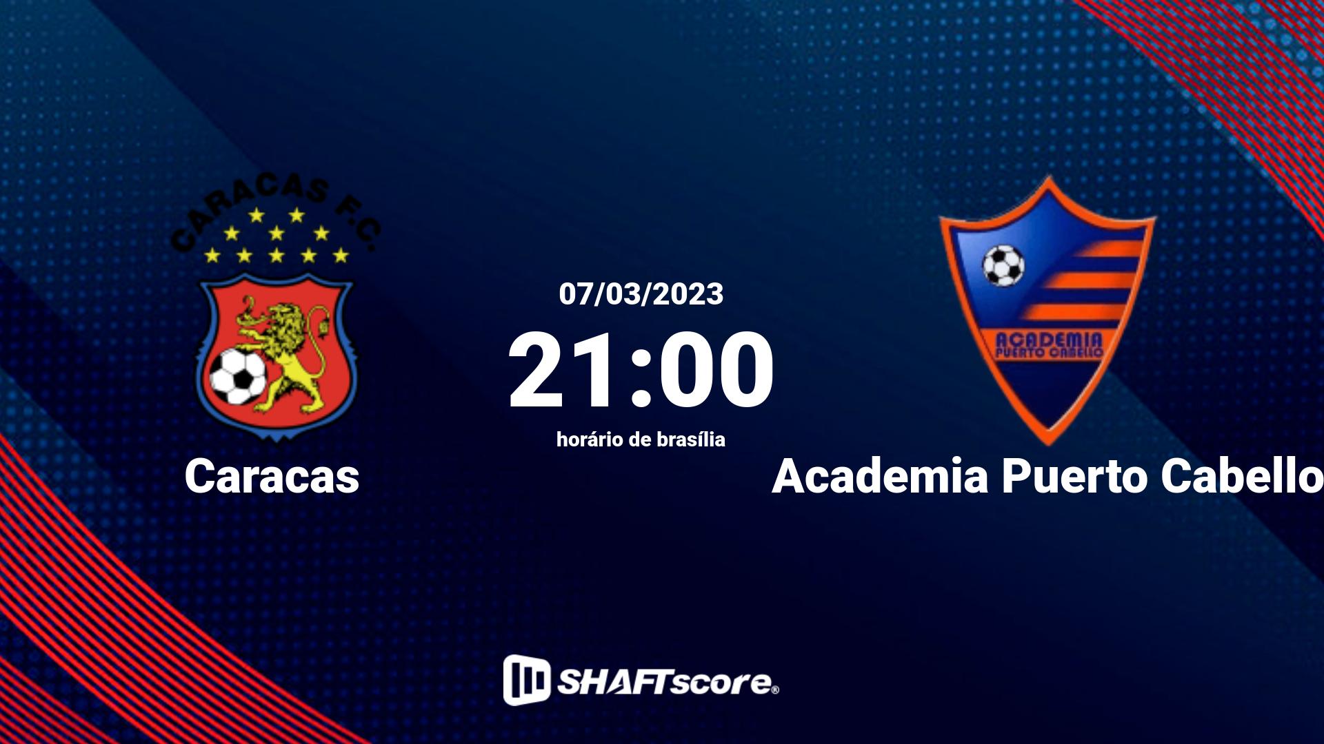 Estatísticas do jogo Caracas vs Academia Puerto Cabello 07.03 21:00