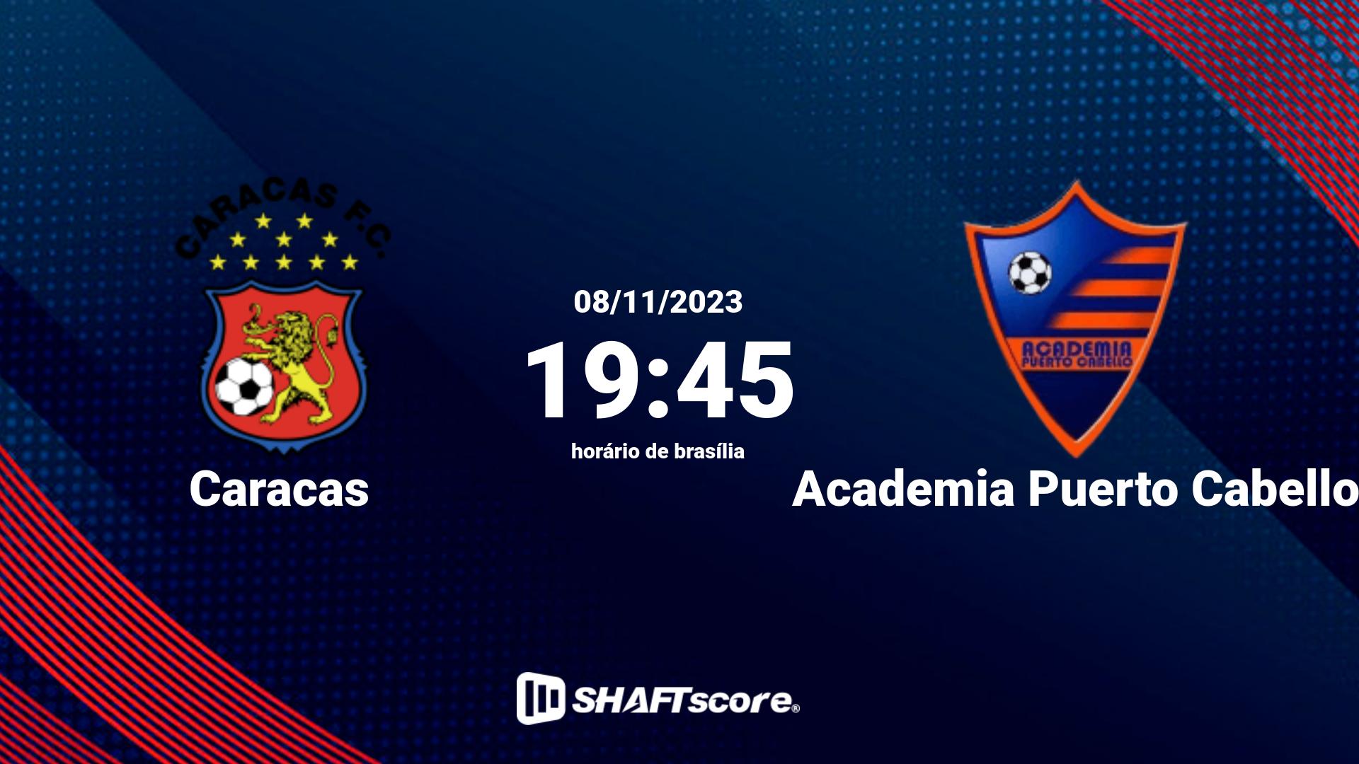 Estatísticas do jogo Caracas vs Academia Puerto Cabello 08.11 19:45