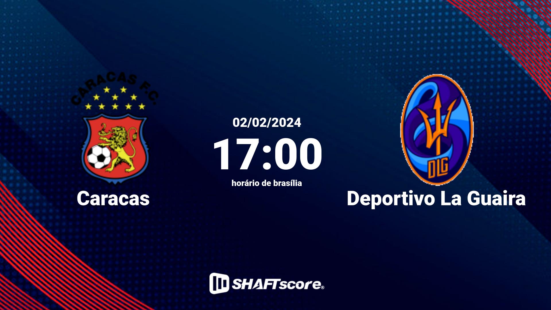 Estatísticas do jogo Caracas vs Deportivo La Guaira 02.02 17:00