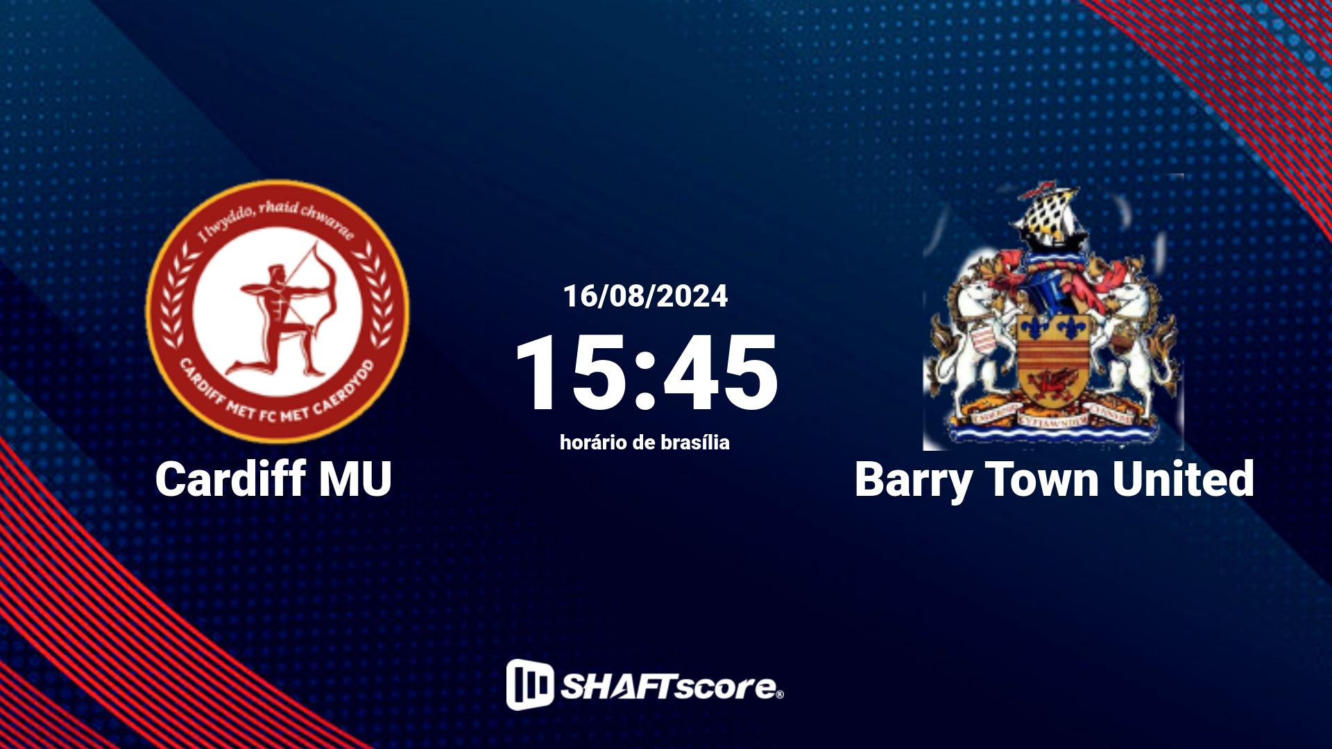 Estatísticas do jogo Cardiff MU vs Barry Town United 16.08 15:45