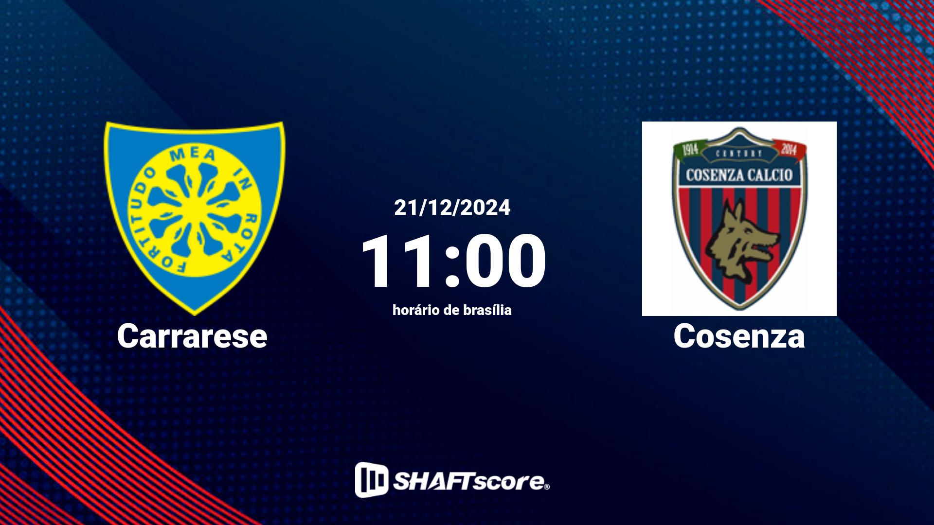 Estatísticas do jogo Carrarese vs Cosenza 21.12 11:00