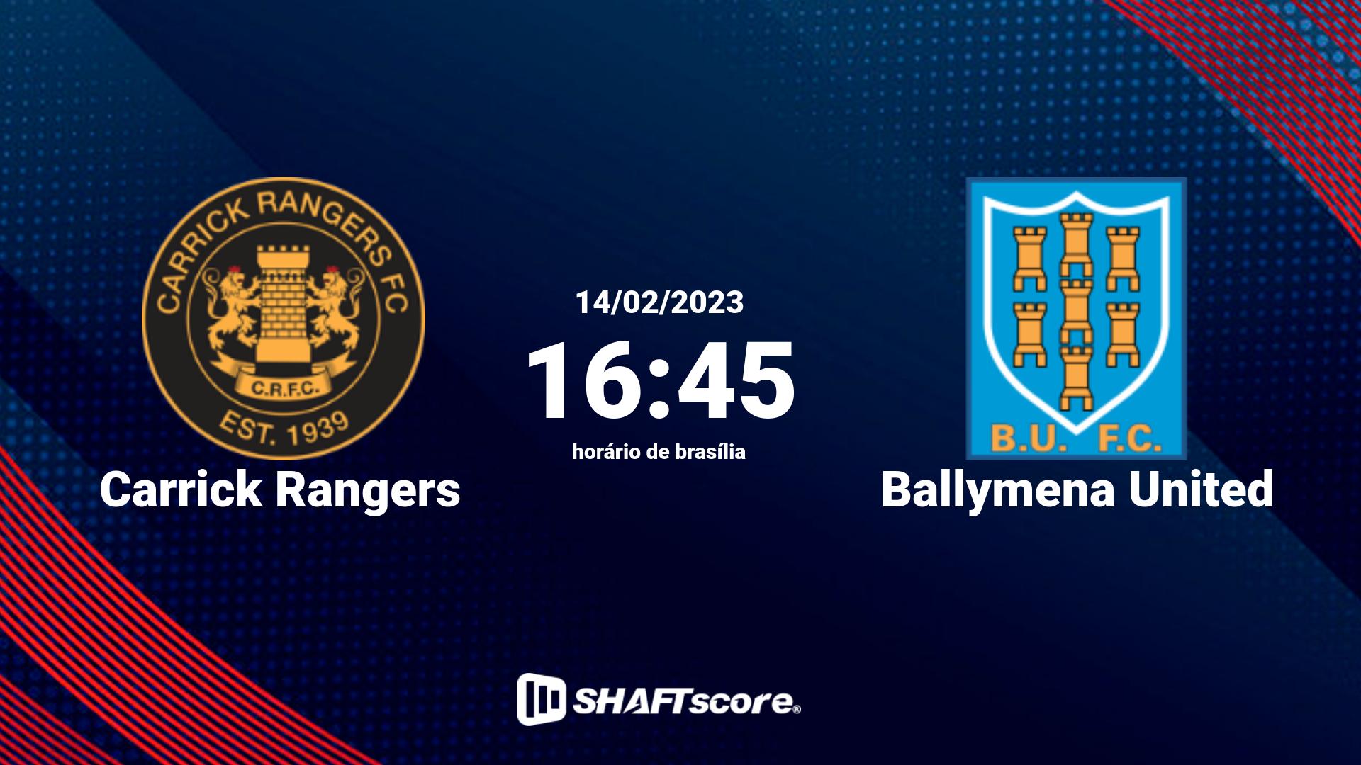 Estatísticas do jogo Carrick Rangers vs Ballymena United 14.02 16:45