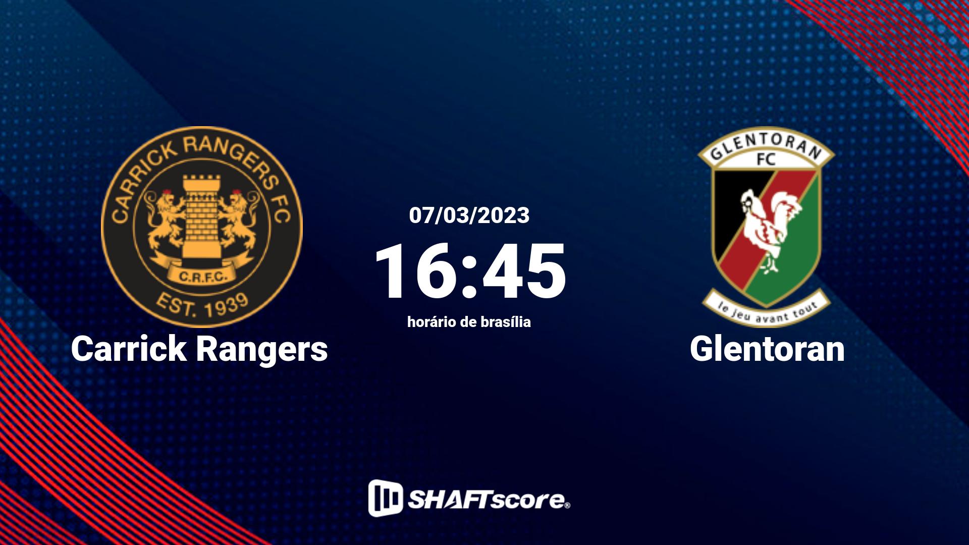 Estatísticas do jogo Carrick Rangers vs Glentoran 07.03 16:45